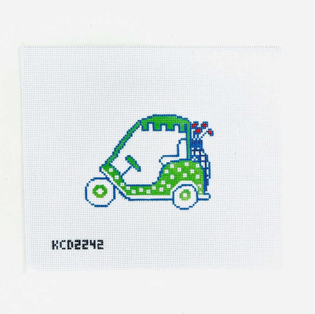 Green Golf Cart Canvas - KC Needlepoint
