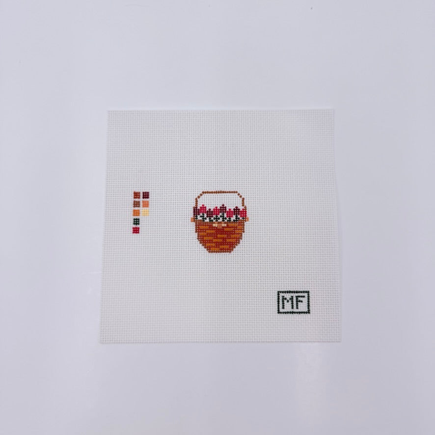 Lightship Basket with Red Flowers Mini Canvas - KC Needlepoint