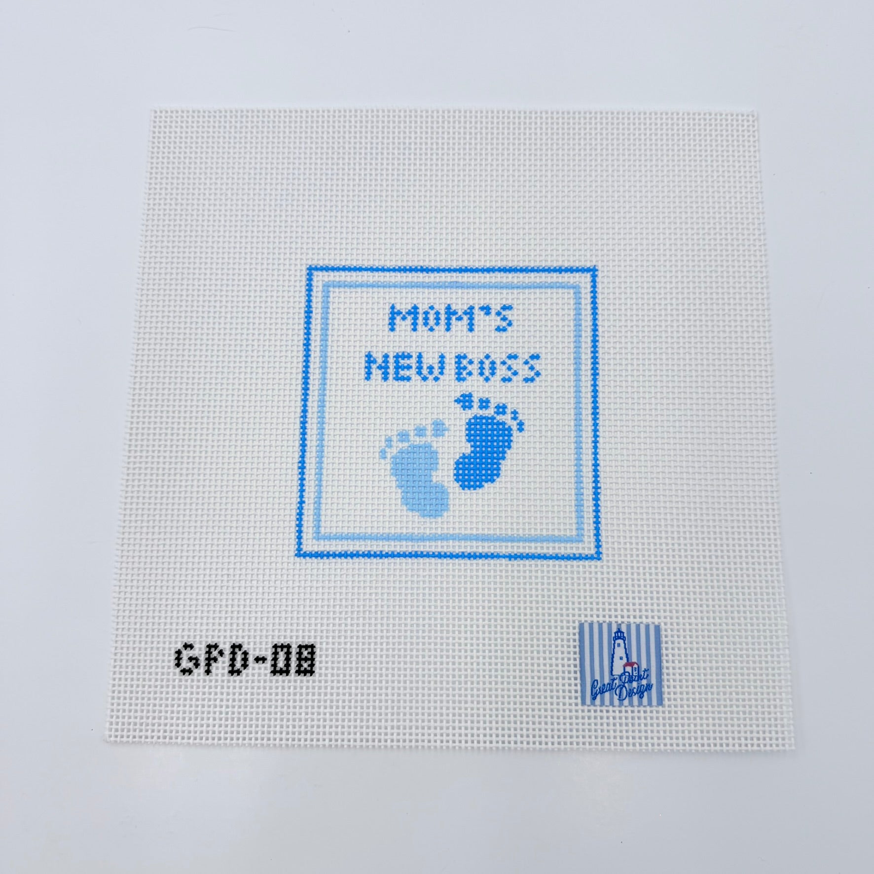 Mom's New Boss Blue Canvas - KC Needlepoint
