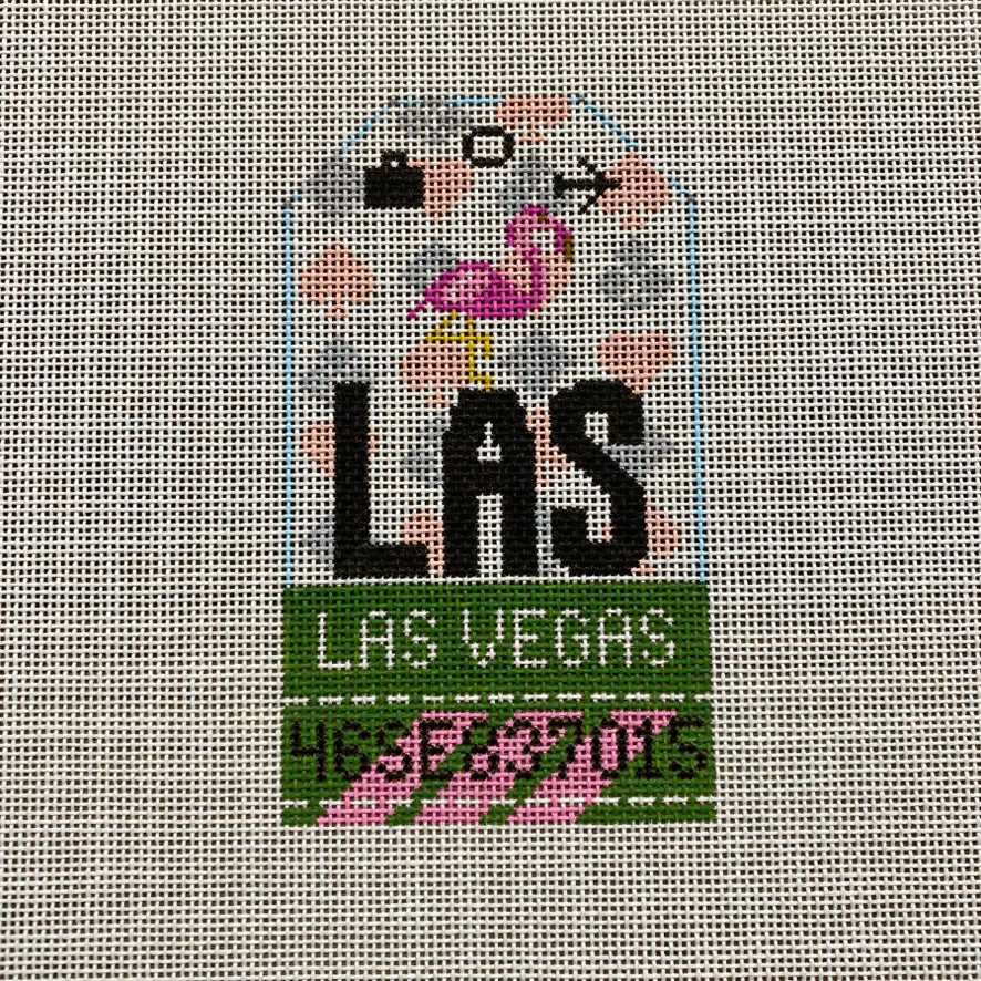 Las Vegas Vintage Travel Tag Canvas - KC Needlepoint