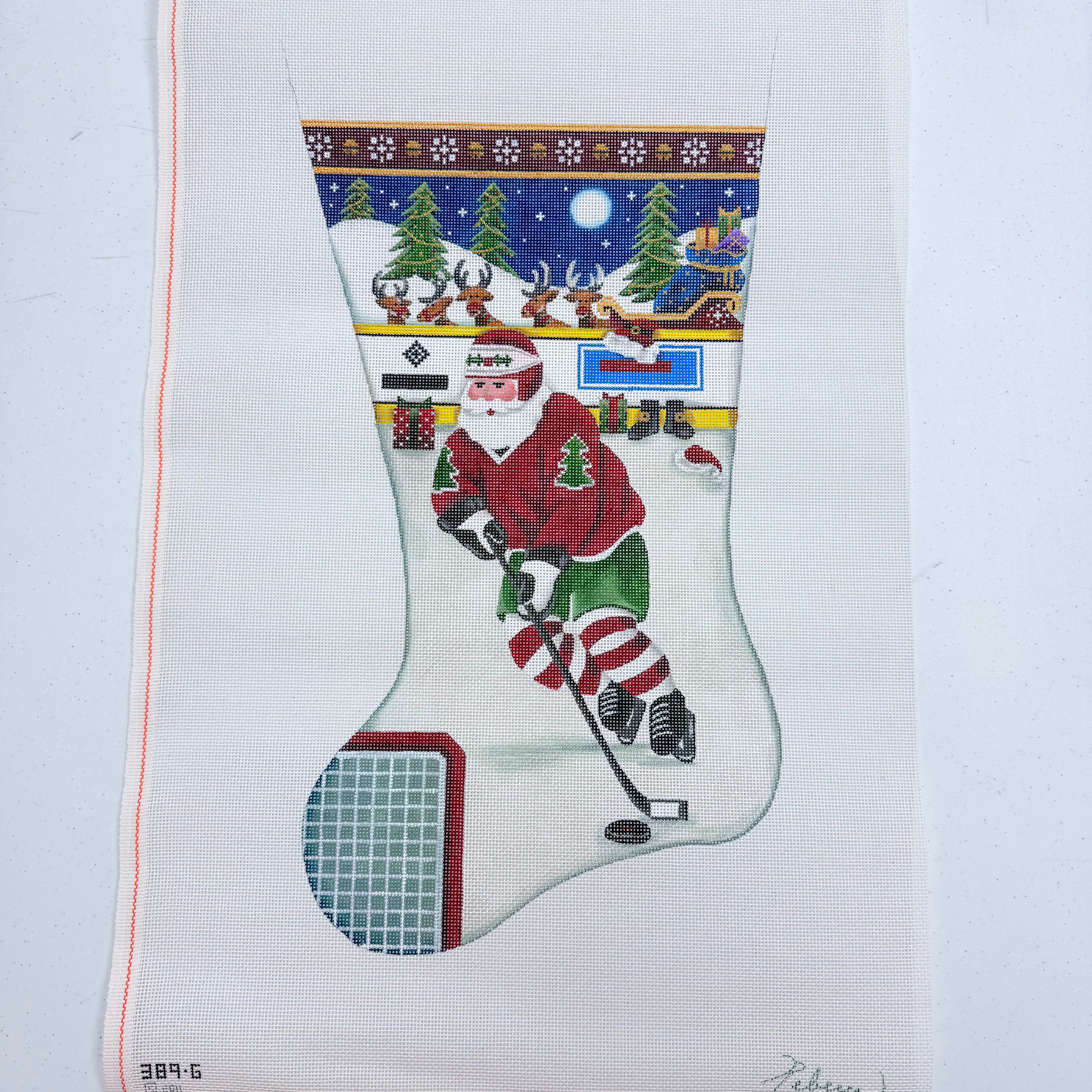 Ice Hockey Stocking Canvas - KC Needlepoint