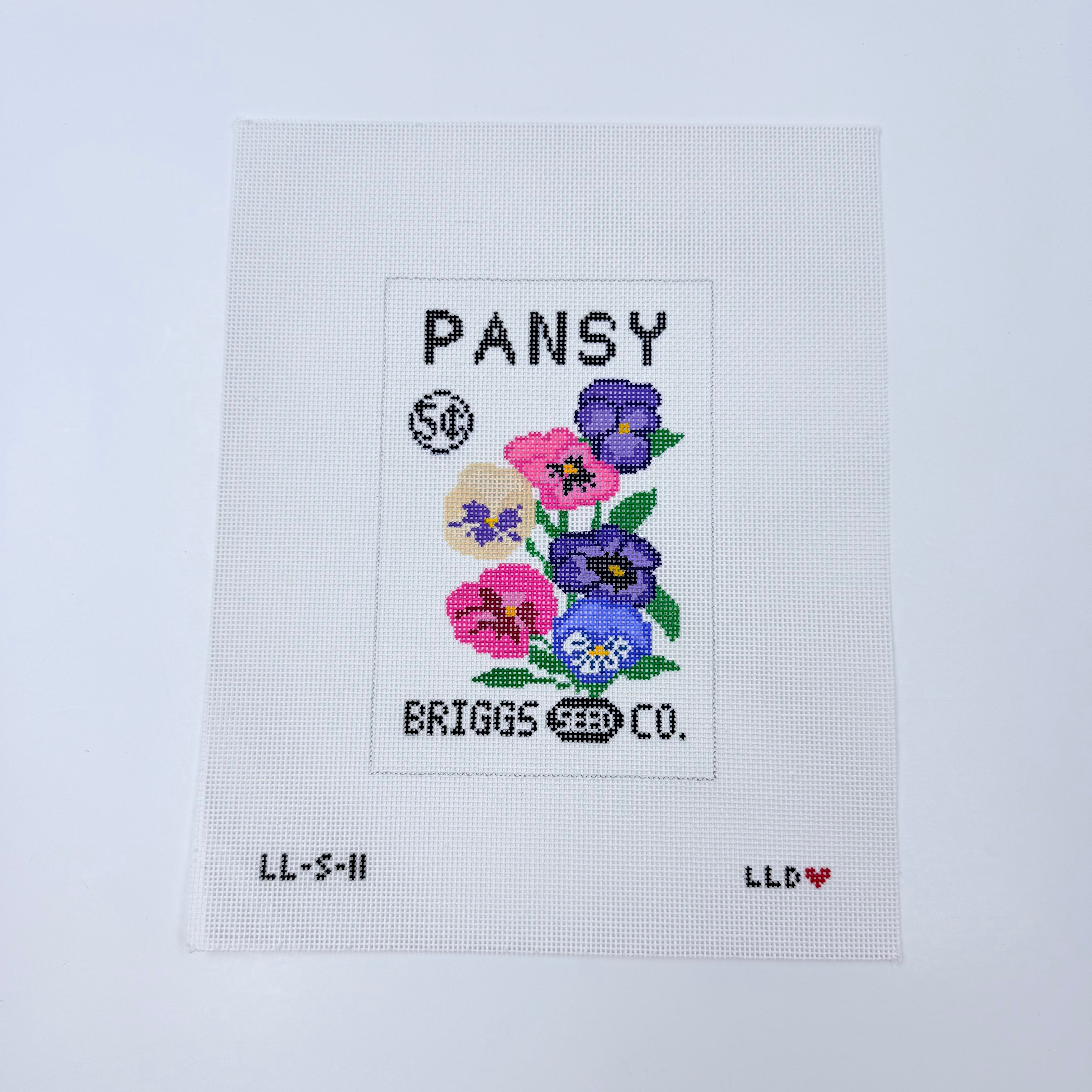 Pansy Seed Packet Canvas - KC Needlepoint