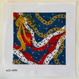 Holiday Gold Chain and Ermine Drapery Canvas - KC Needlepoint