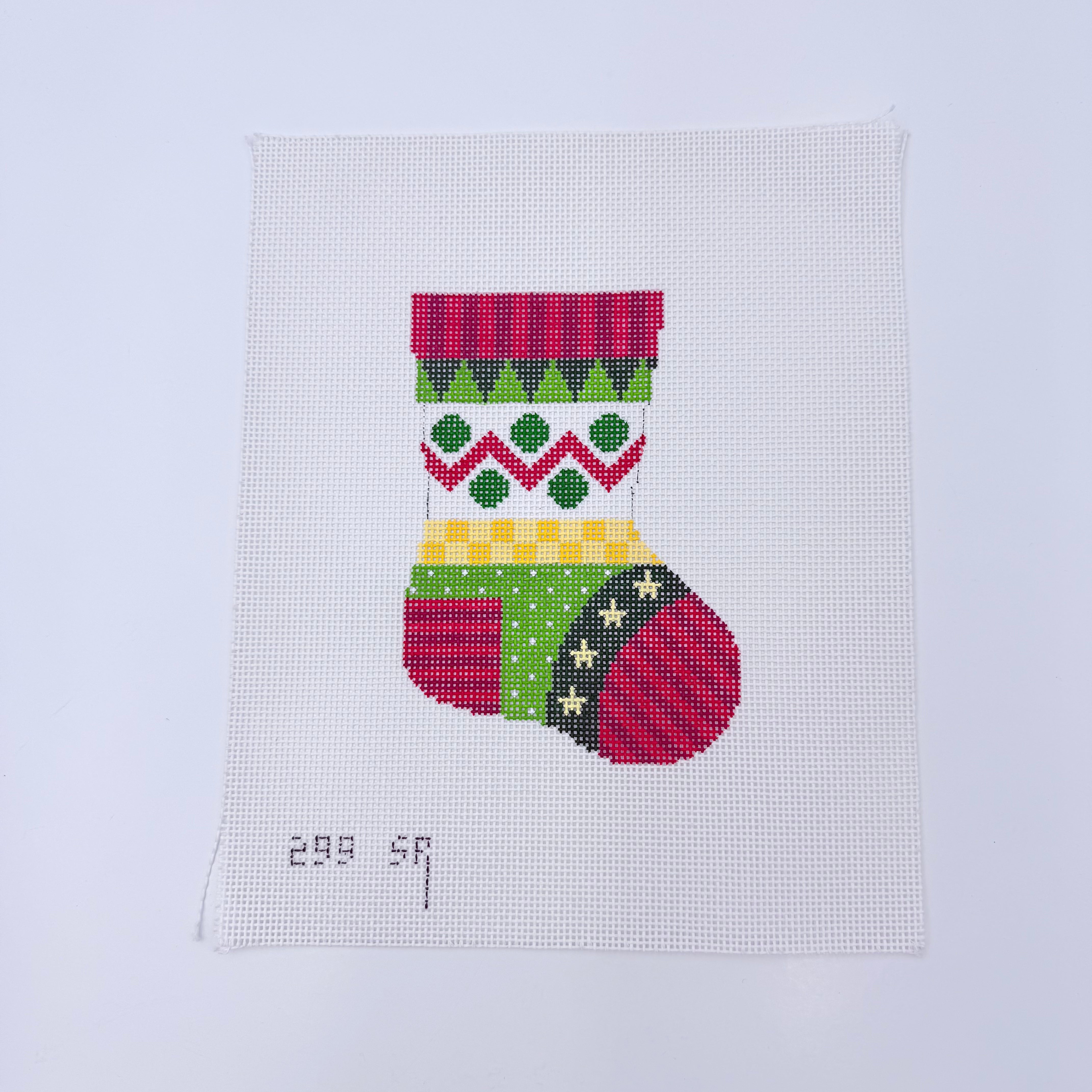 Geo Stars Mini Stocking Canvas - KC Needlepoint