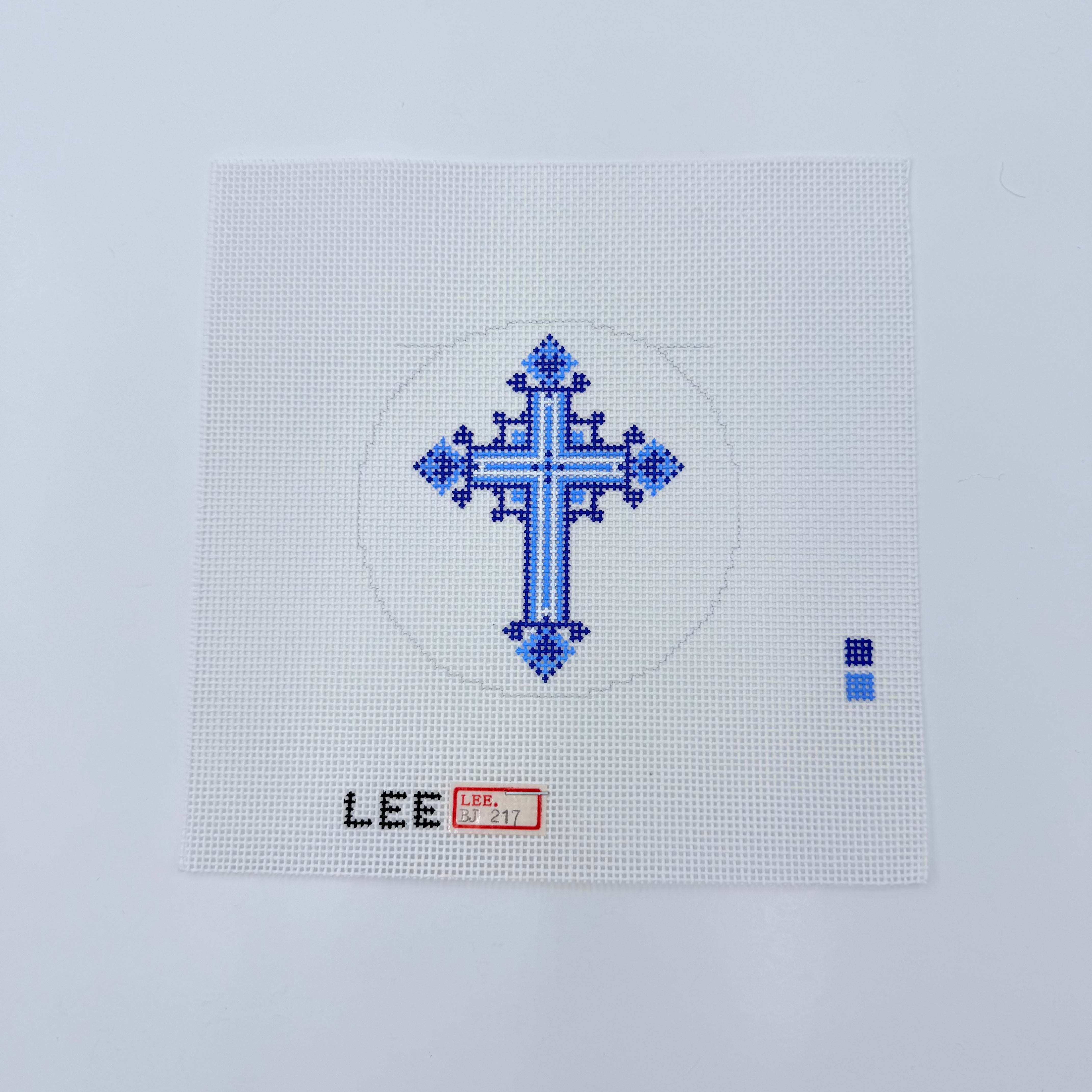 Blue Cross 3" Round Canvas - KC Needlepoint