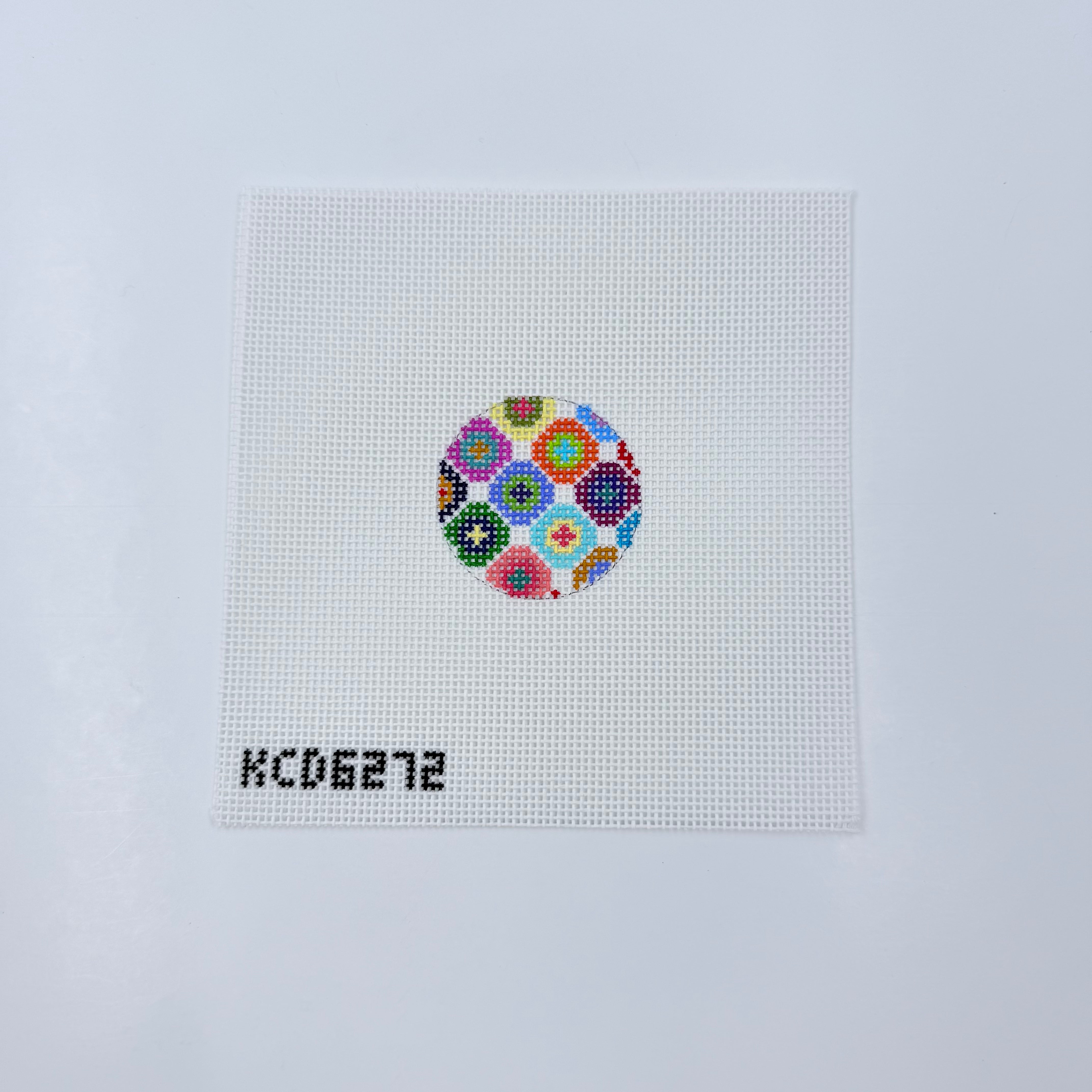 Multi Colored Dots Key Fob Insert Canvas - KC Needlepoint