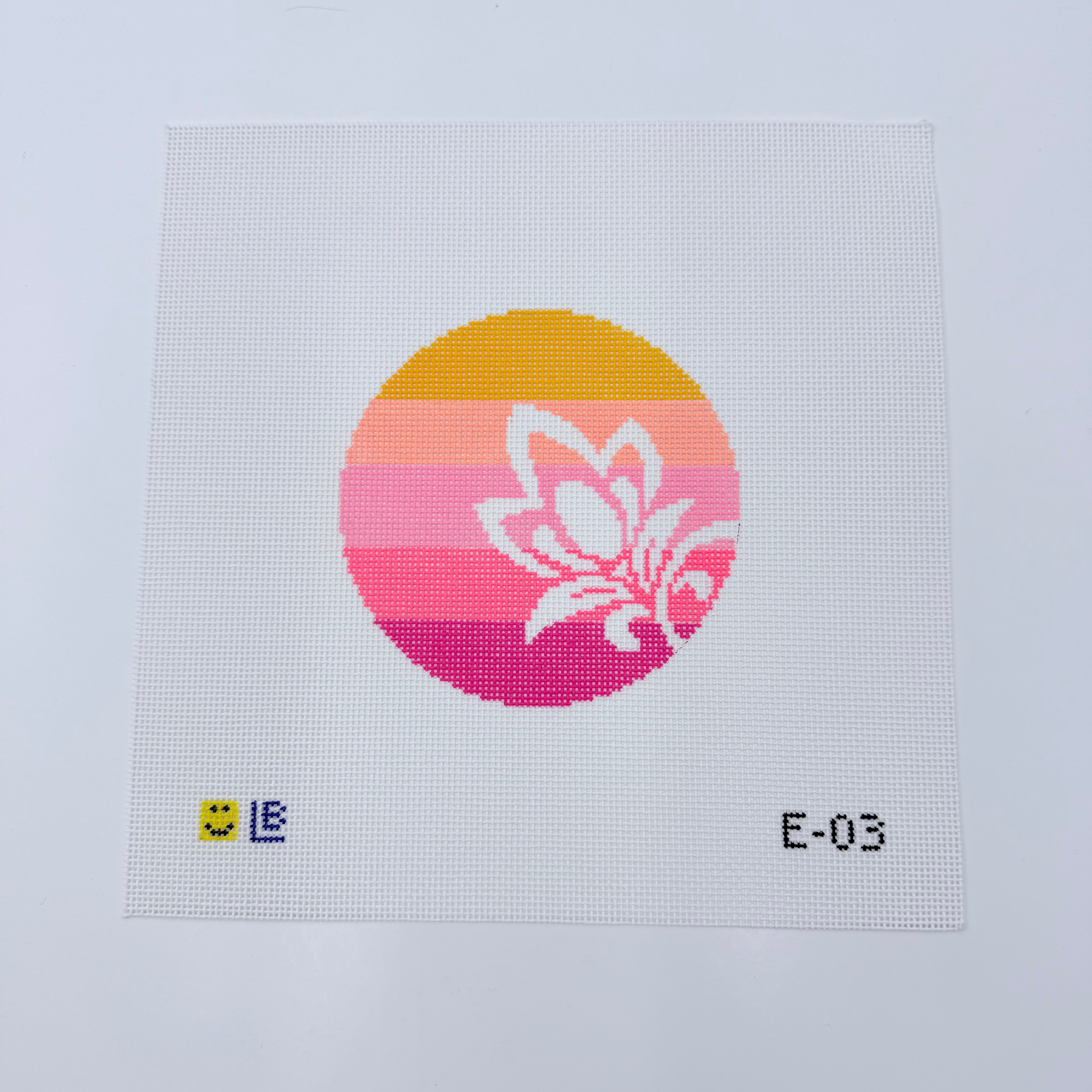 Flower on Stripes Canvas - KC Needlepoint