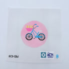 Bicycle with Basket on Pink Ornament Canvas - KC Needlepoint