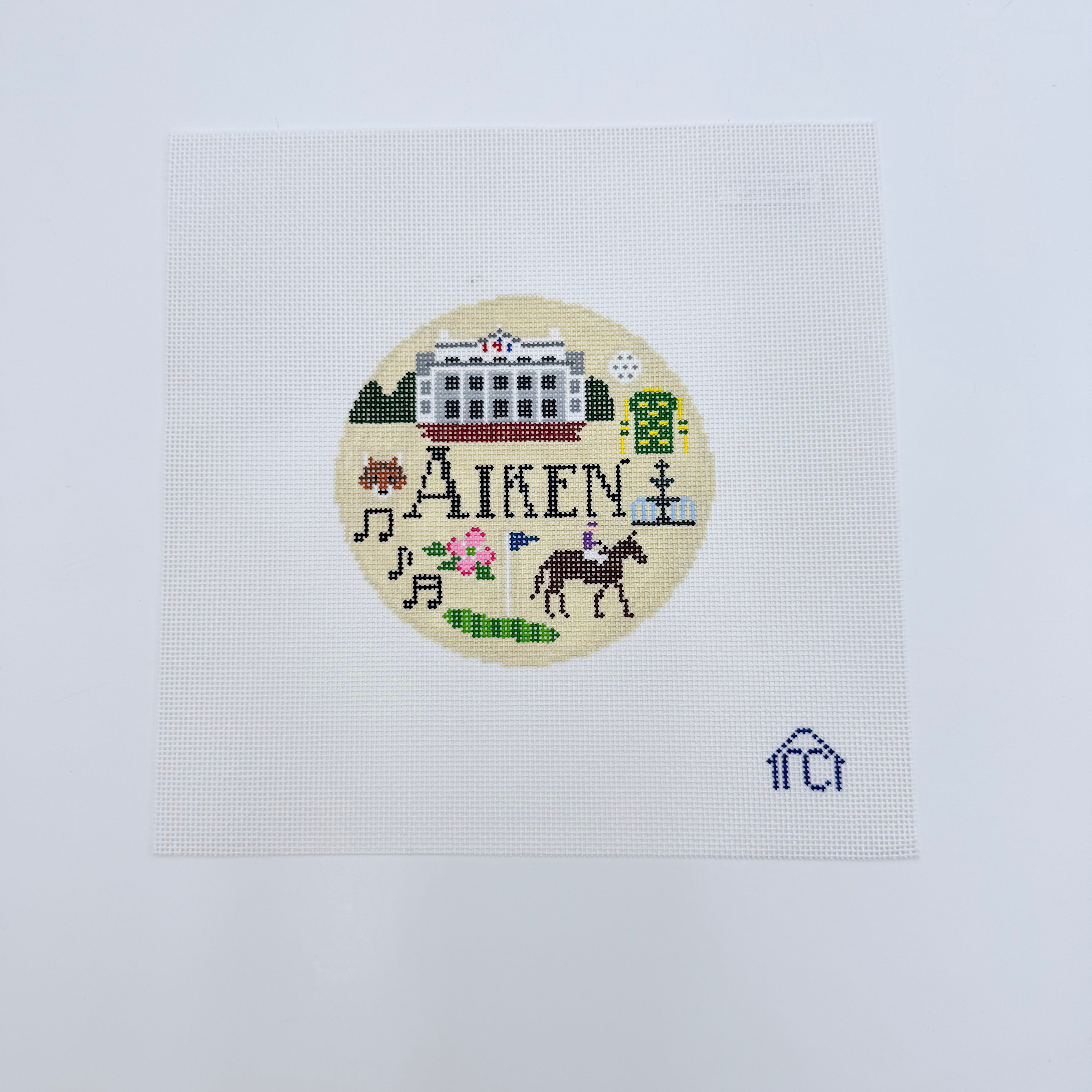 Aiken Round Canvas - KC Needlepoint