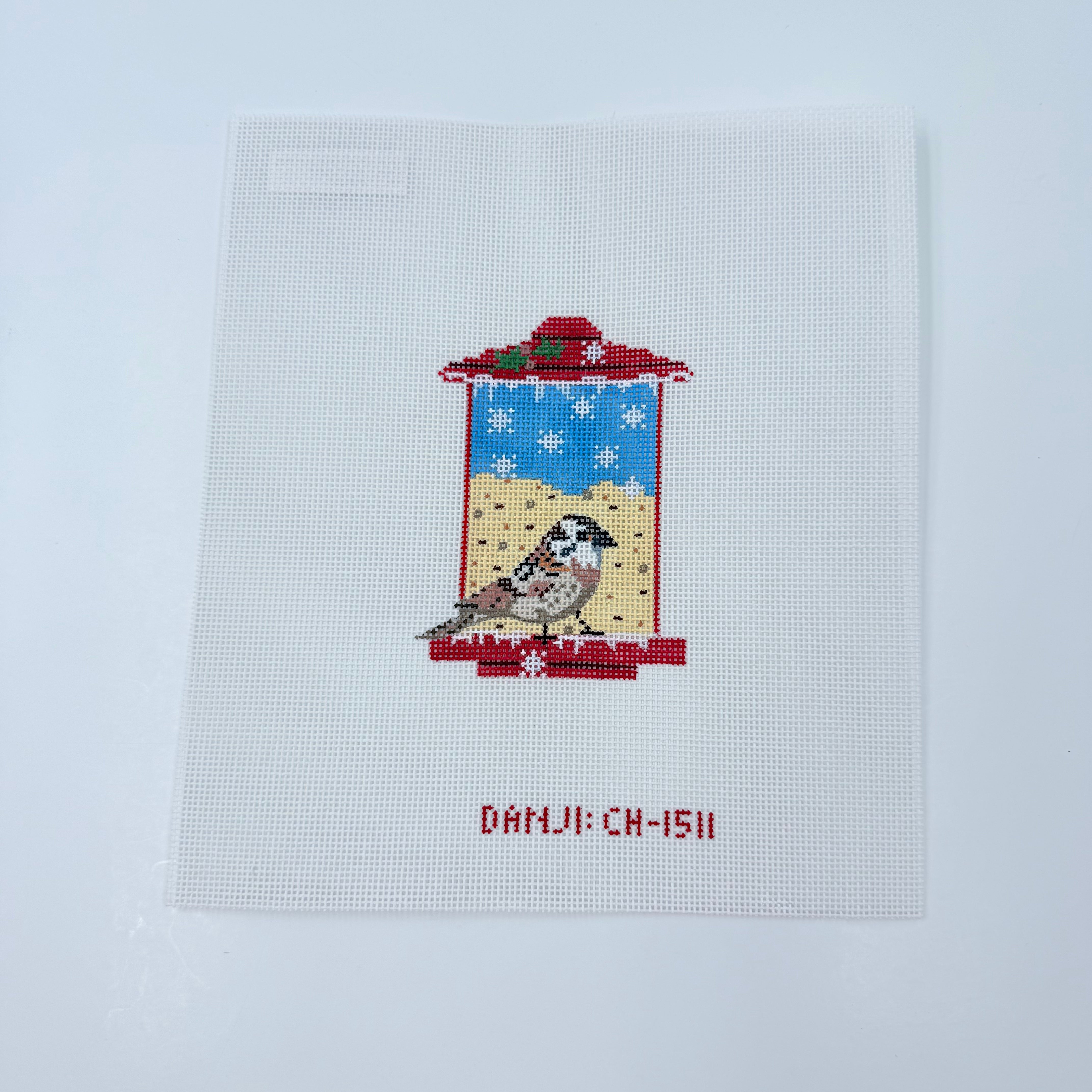 Wren Bird Feeder Canvas - KC Needlepoint