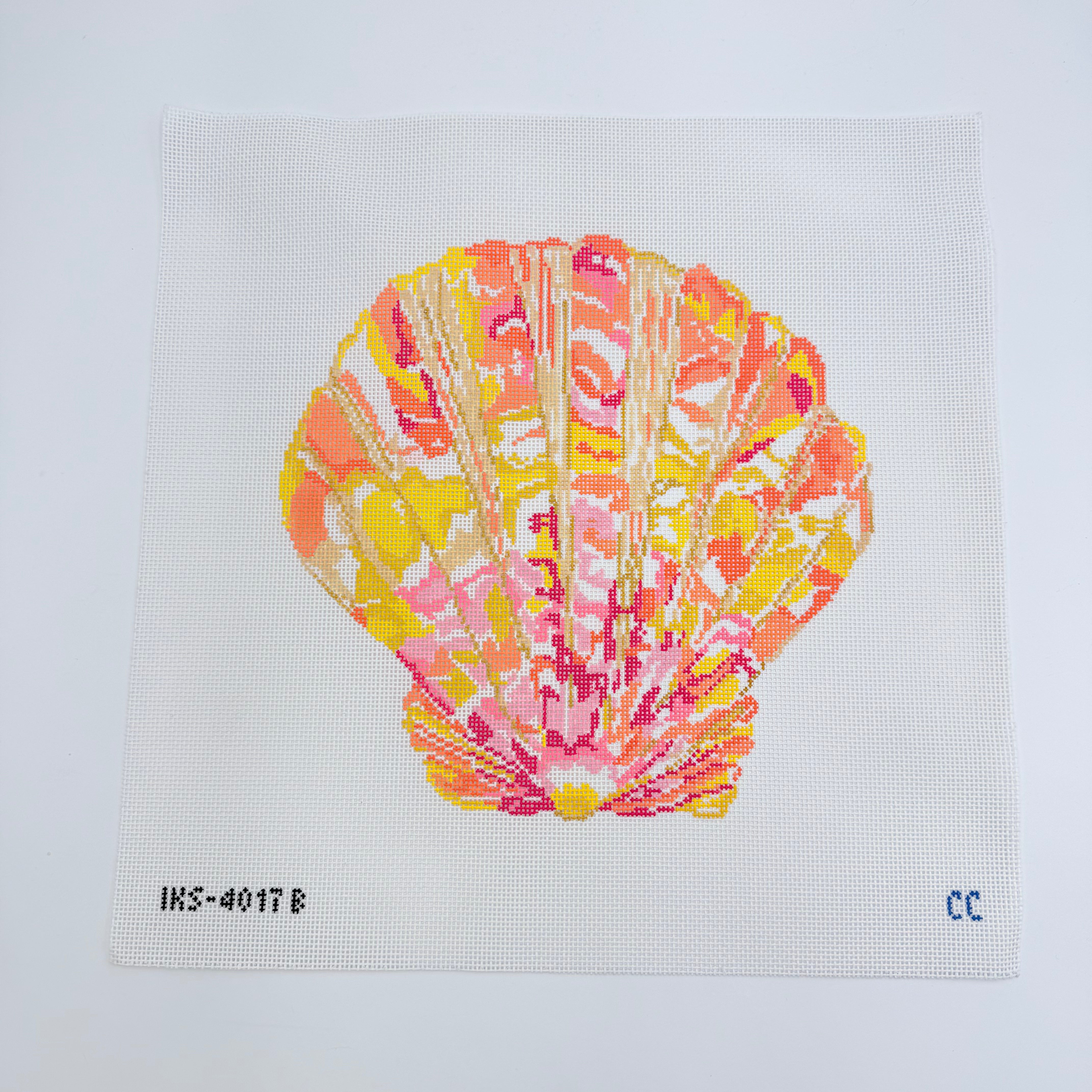 Large Sunrise Seashell Canvas - KC Needlepoint