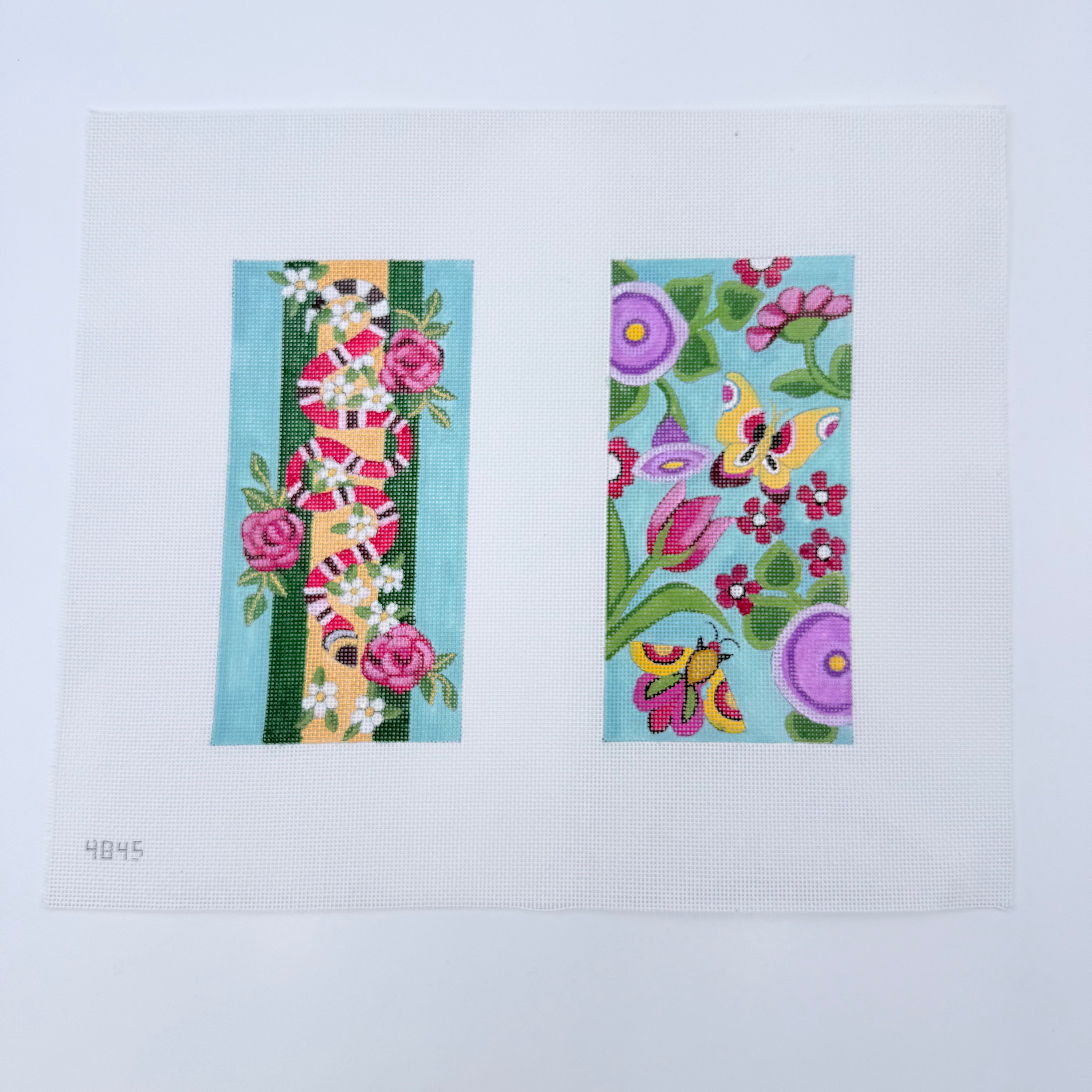 Pink Snake Eyeglass Case Canvas - KC Needlepoint