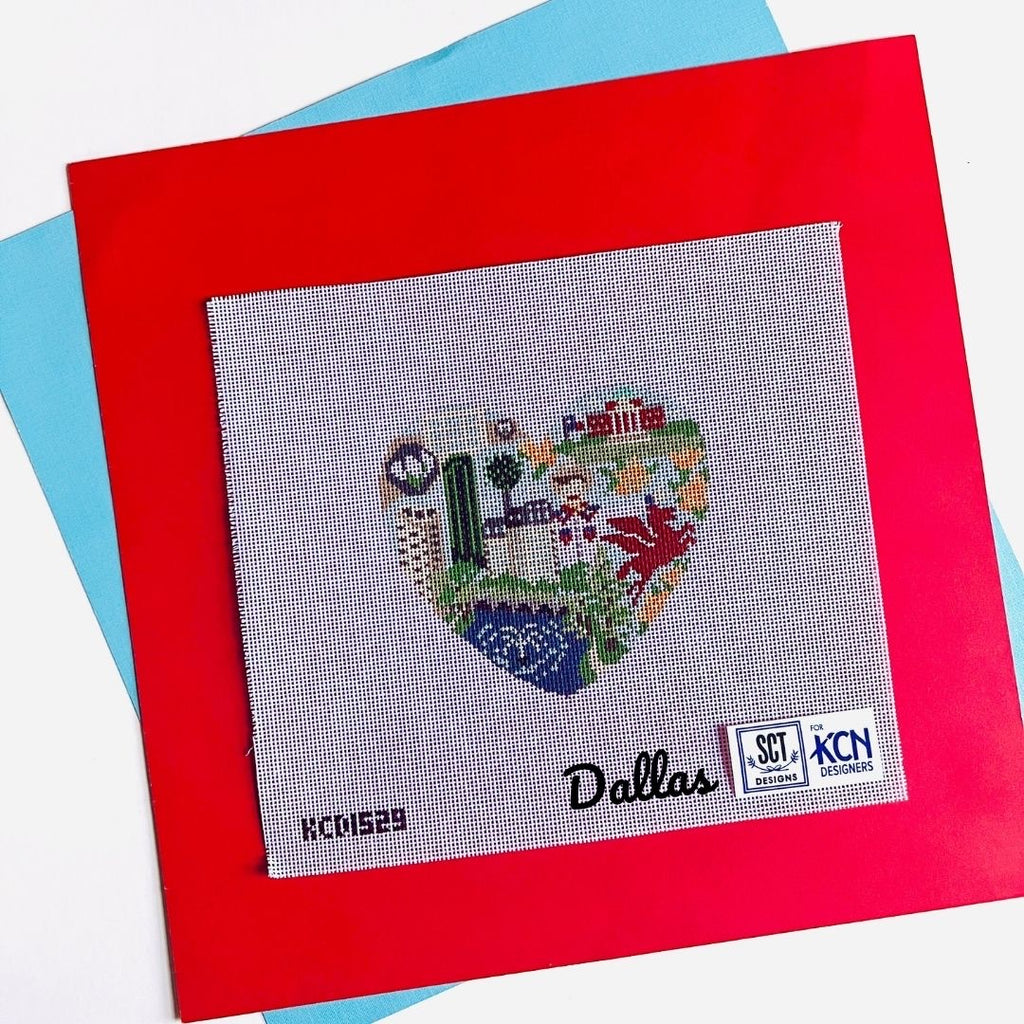 Dallas Heart Canvas - KC Needlepoint