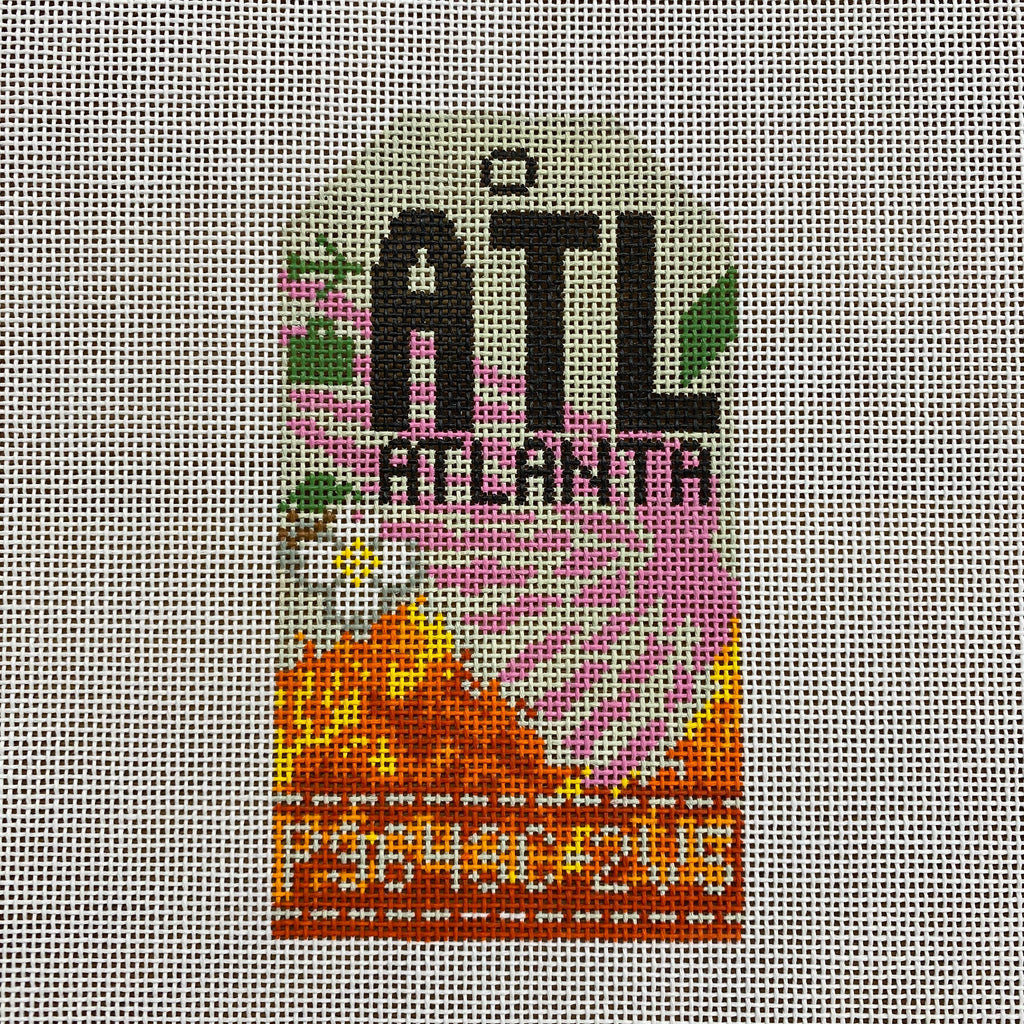Atlanta Vintage Travel Tag Canvas - KC Needlepoint