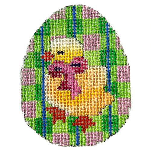 Chick Plaid Mini Egg Canvas - KC Needlepoint
