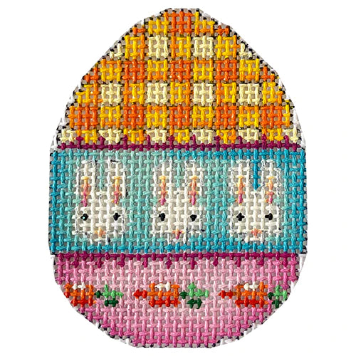 Gingham Bunnies/Carrots Mini Egg Canvas - KC Needlepoint