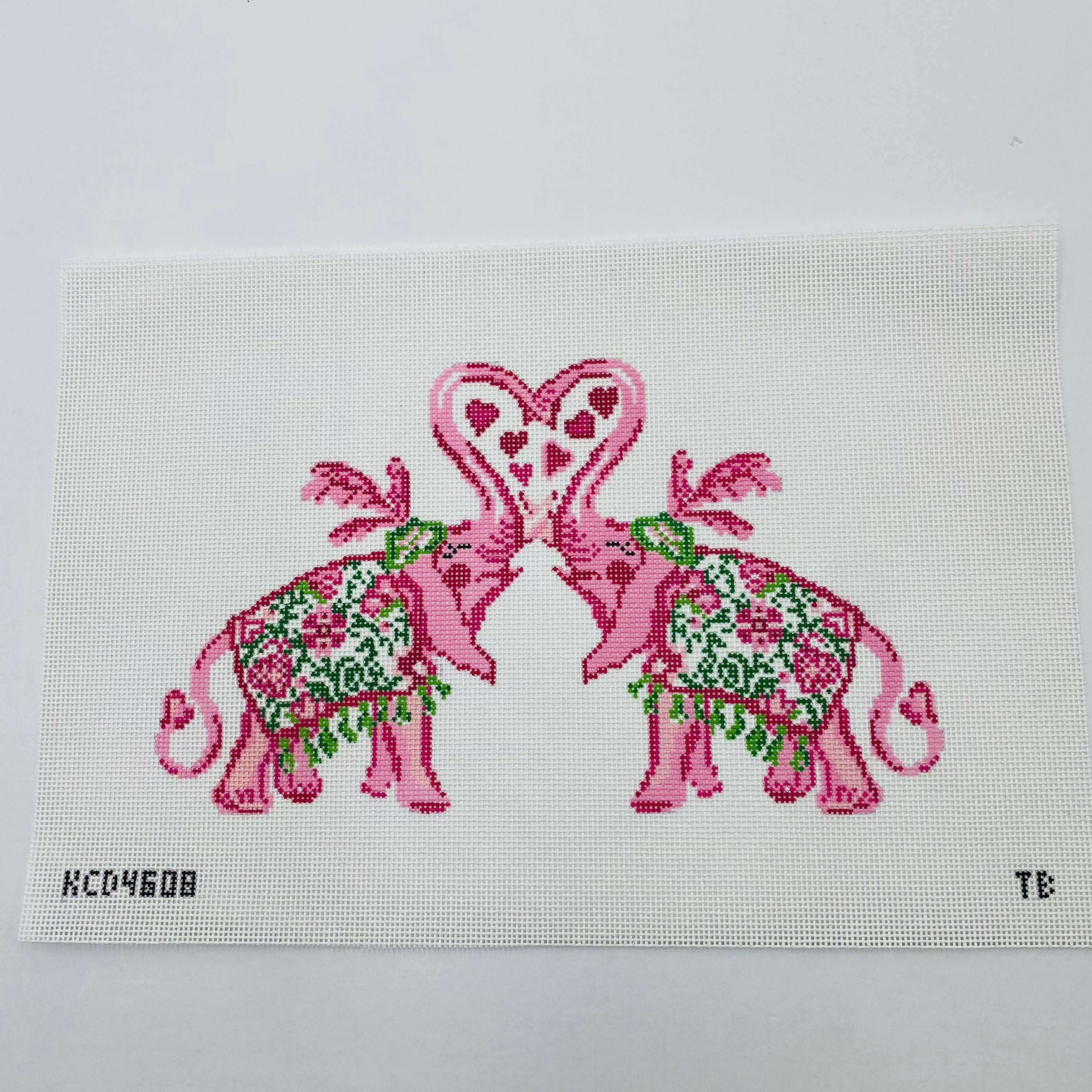 Elephants in Love Canvas - KC Needlepoint