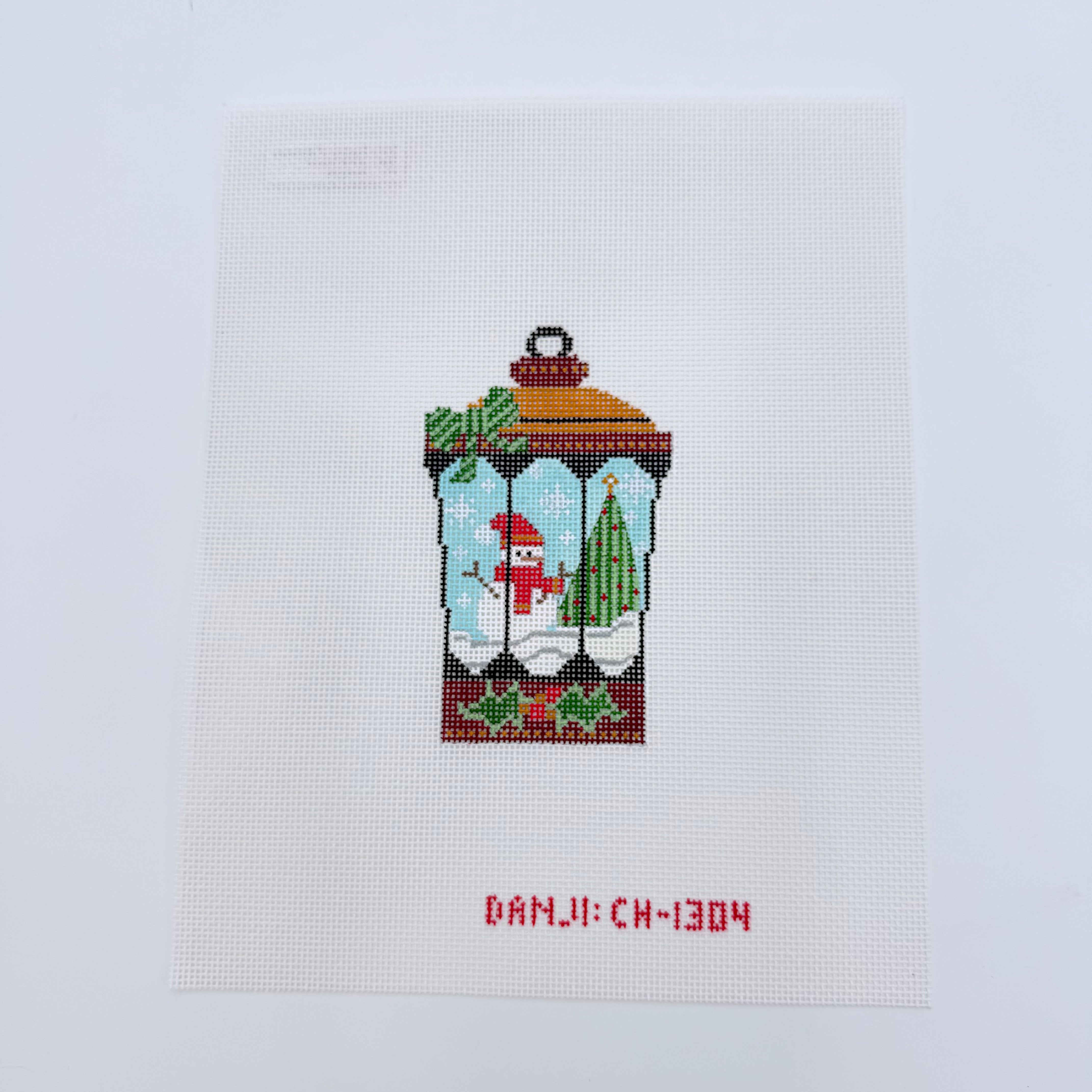 Snowman Lantern Canvas - KC Needlepoint