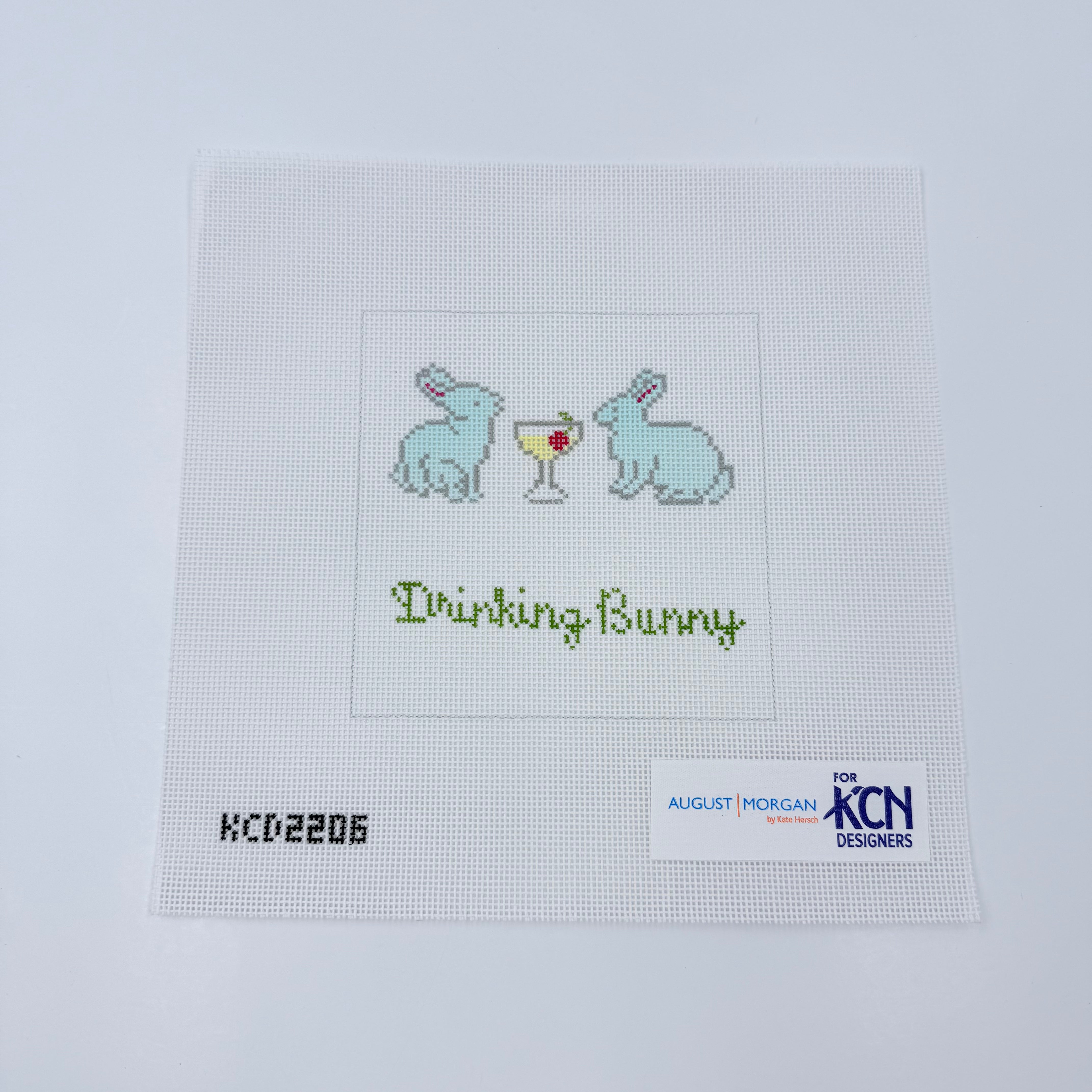 Drinking Bunny Canvas - KC Needlepoint