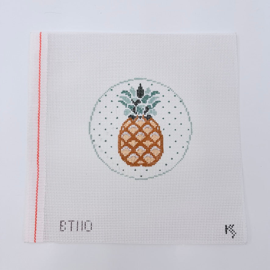 Pineapple Round Canvas - KC Needlepoint