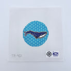 Whale on Blue Round Canvas - KC Needlepoint