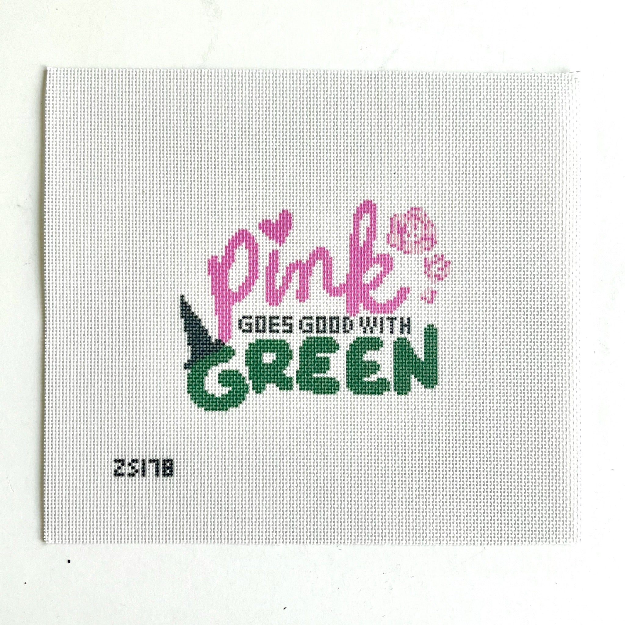 Pink Goes Good with Green Canvas - KC Needlepoint
