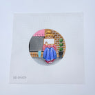 Stitching Girl Round Canvas - KC Needlepoint