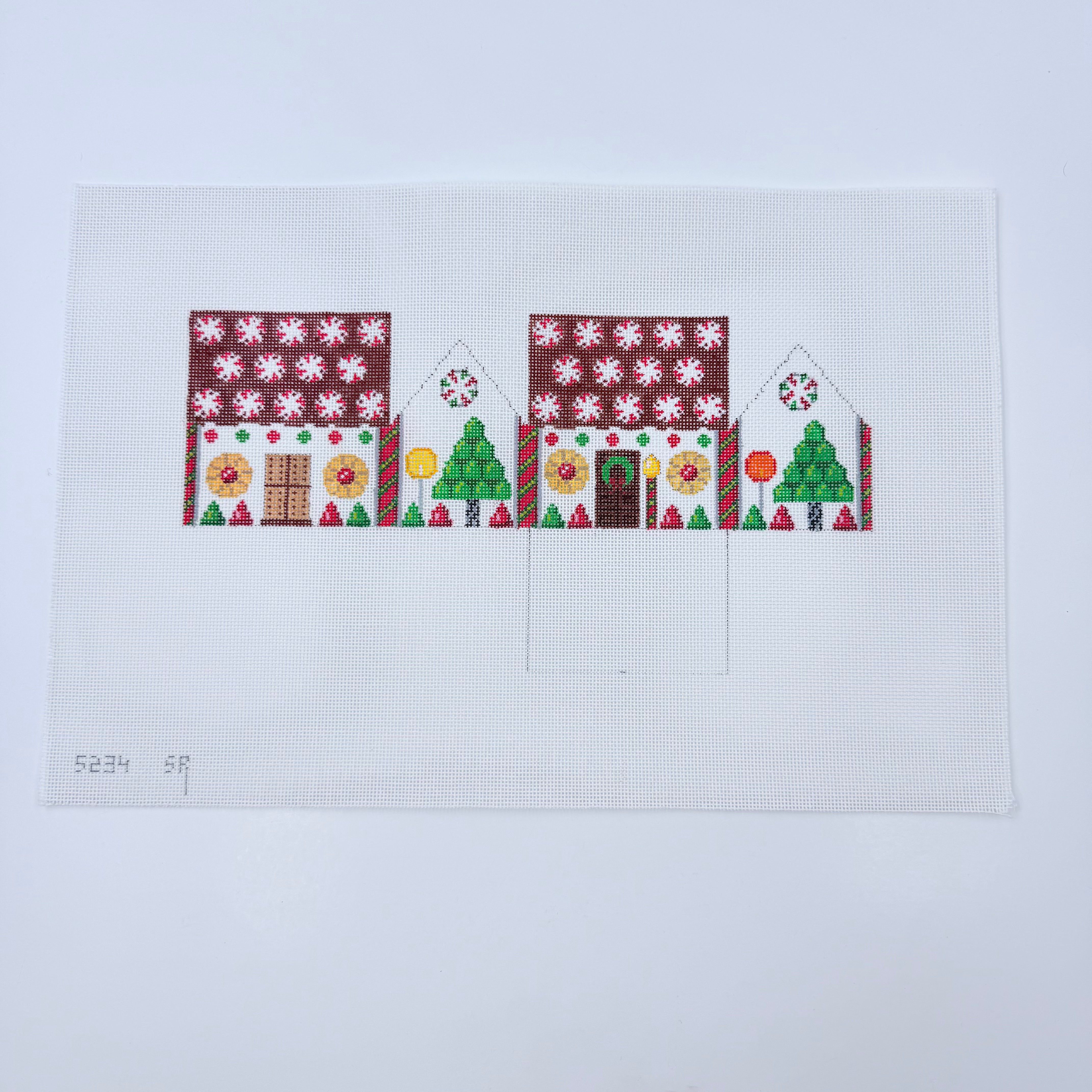 Peppermint Rounds 3D Gingerbread House Canvas - KC Needlepoint