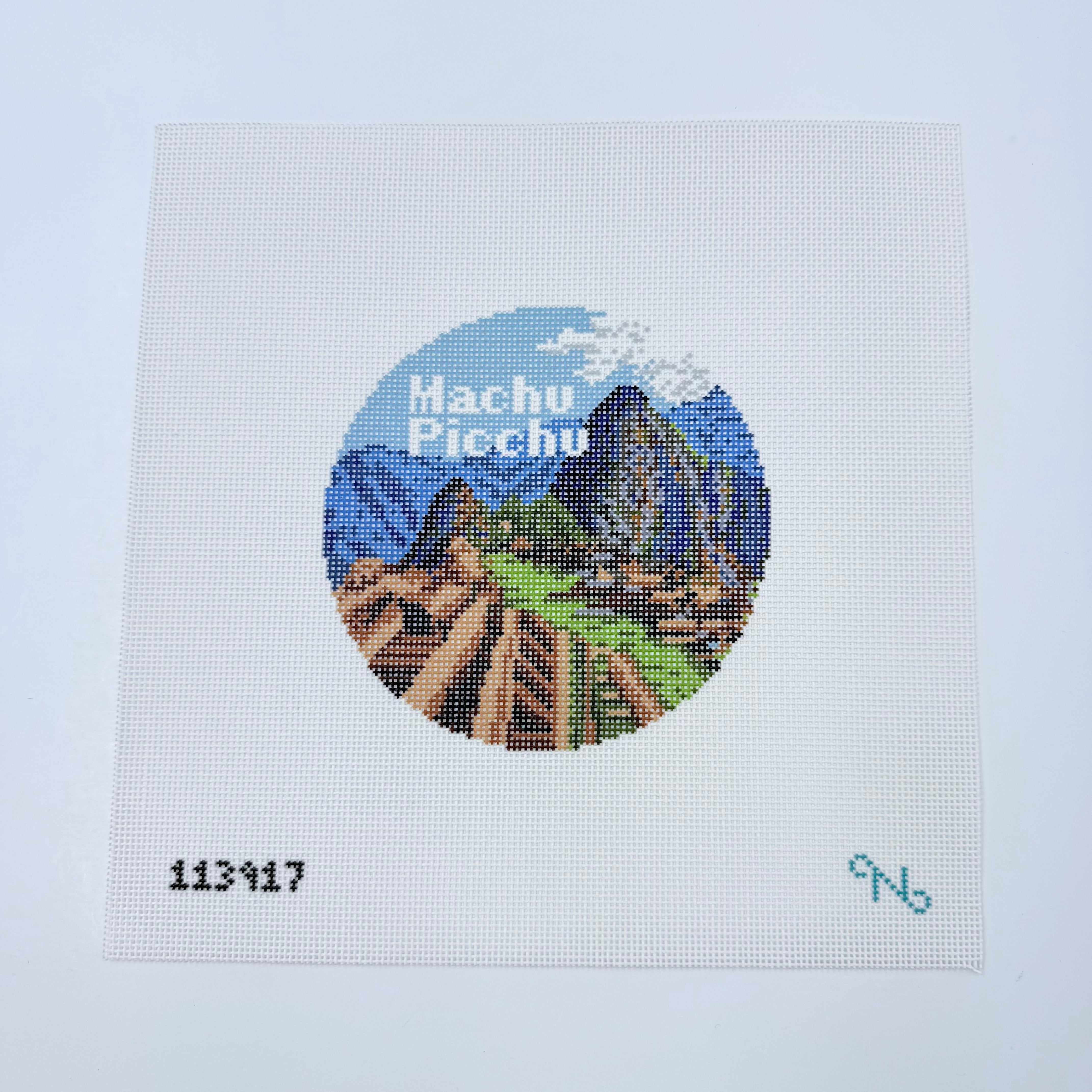 Machu Picchu Travel Round Canvas - KC Needlepoint