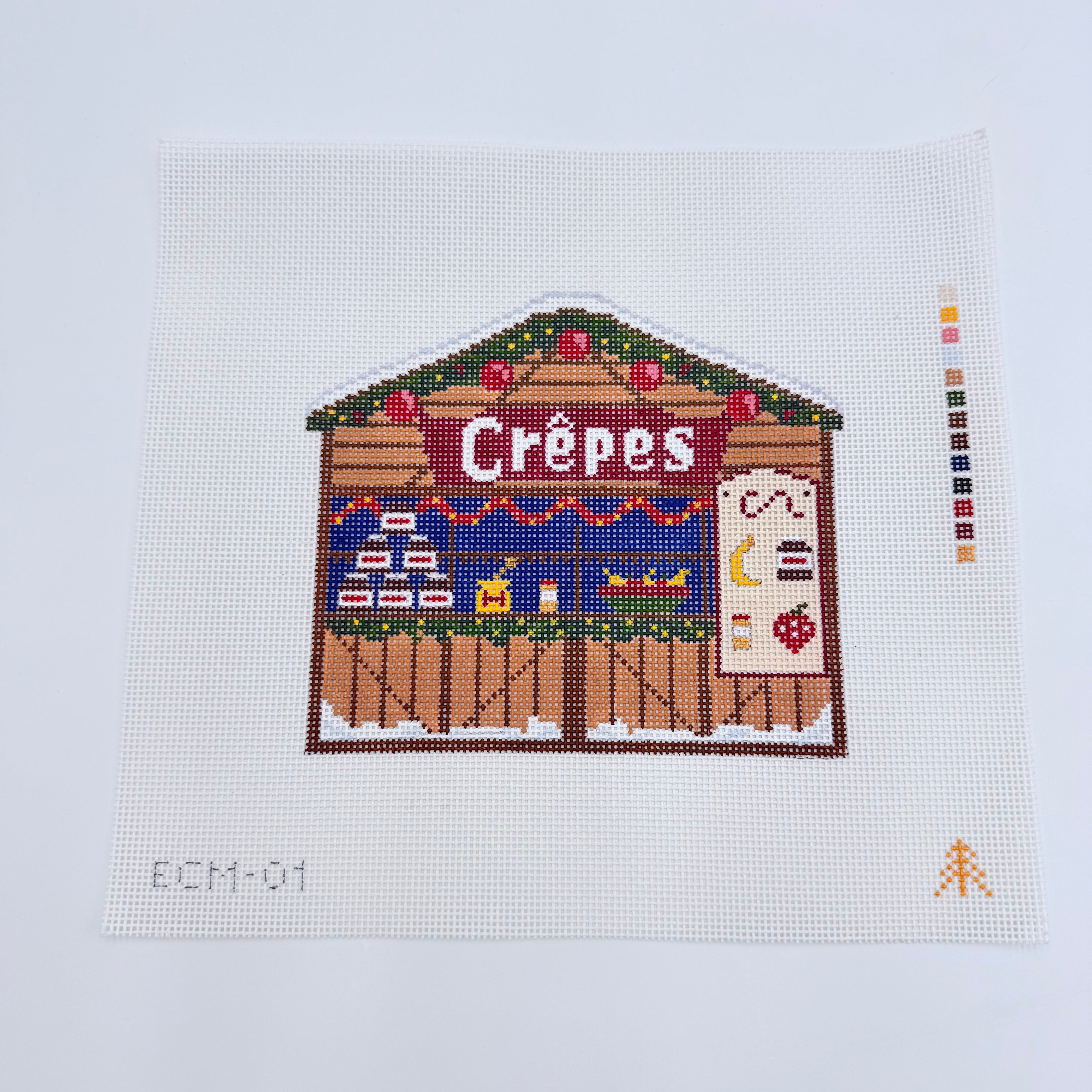 European Christmas Market Crepes Stall Canvas - KC Needlepoint