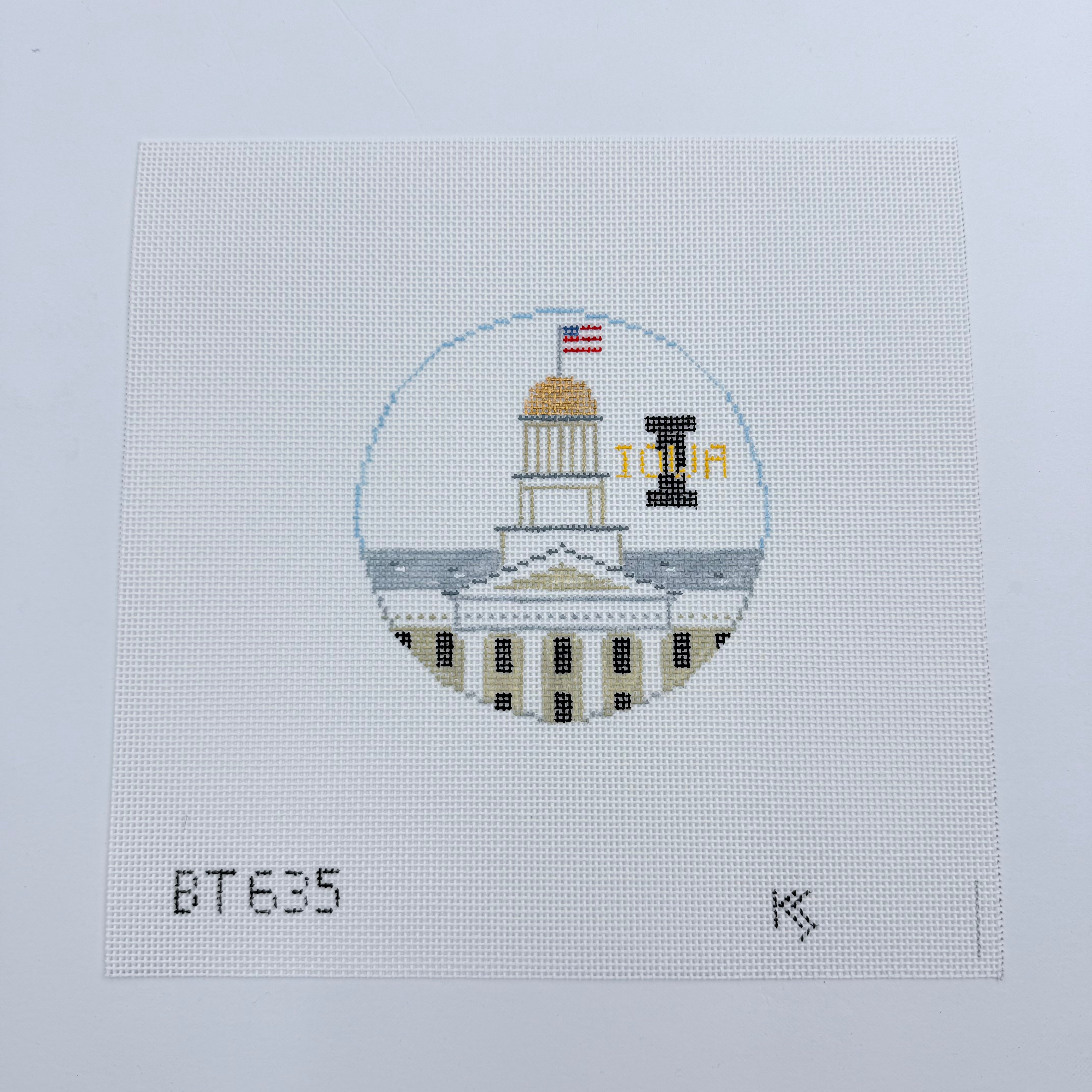 University of Iowa Round Canvas - KC Needlepoint
