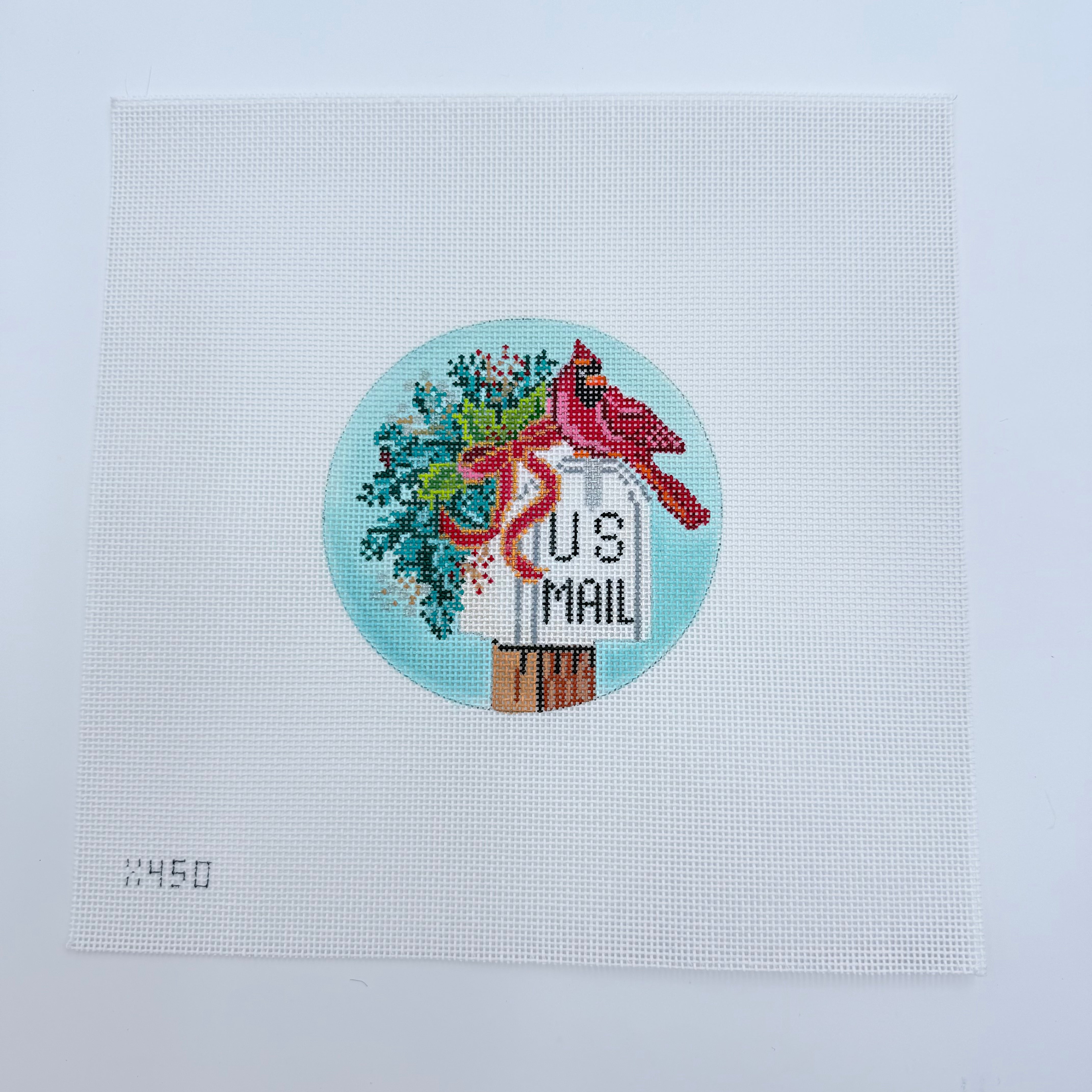 Cardinal and Mailbox Canvas - KC Needlepoint