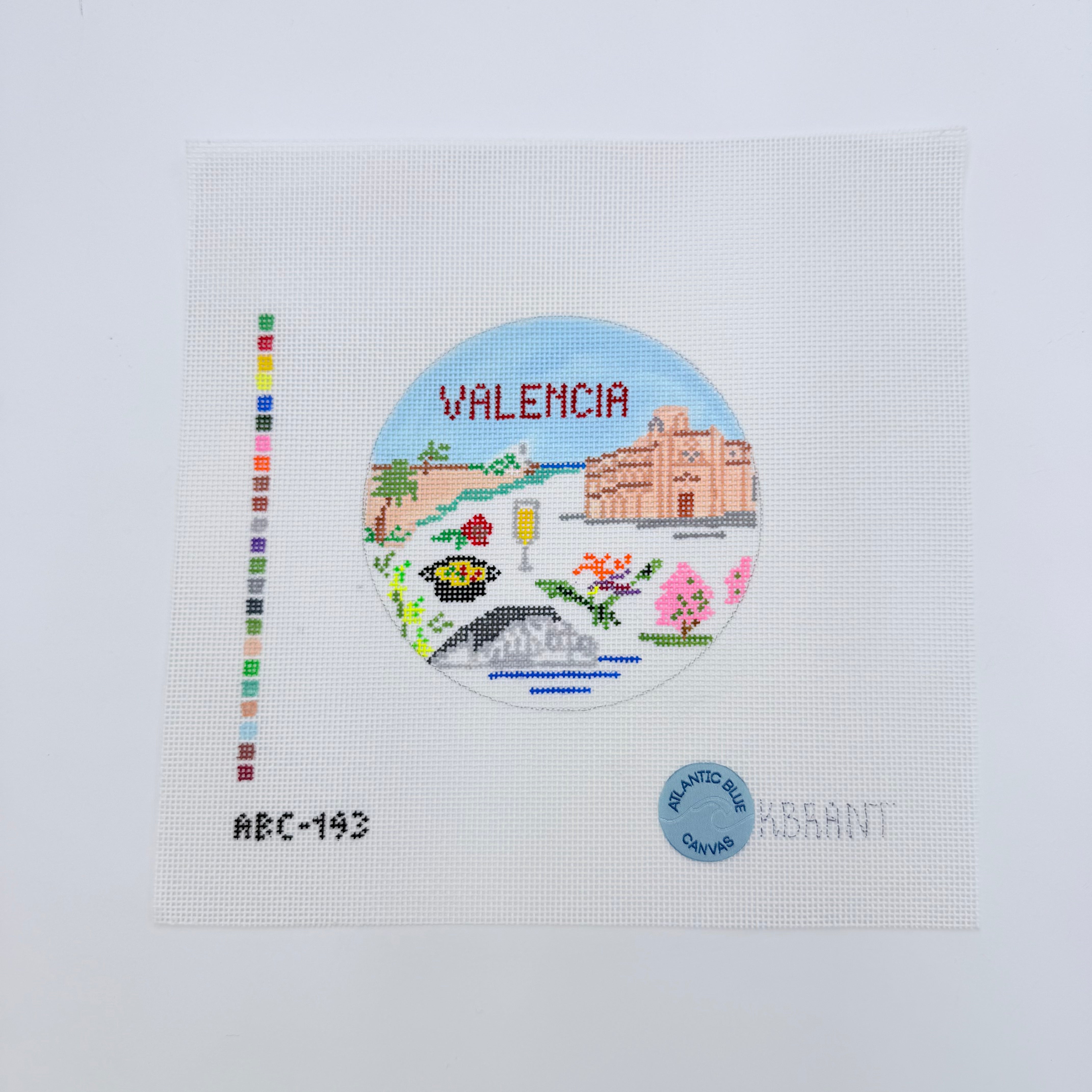 Valencia Travel Round Canvas - KC Needlepoint