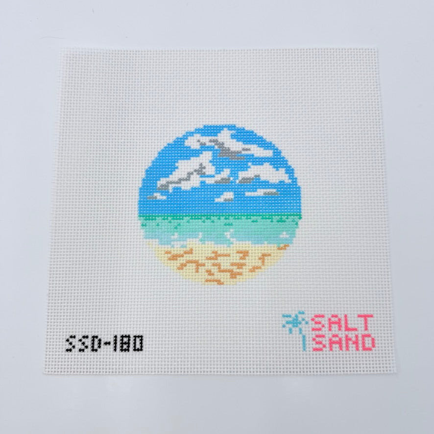 Beach Round Canvas - KC Needlepoint