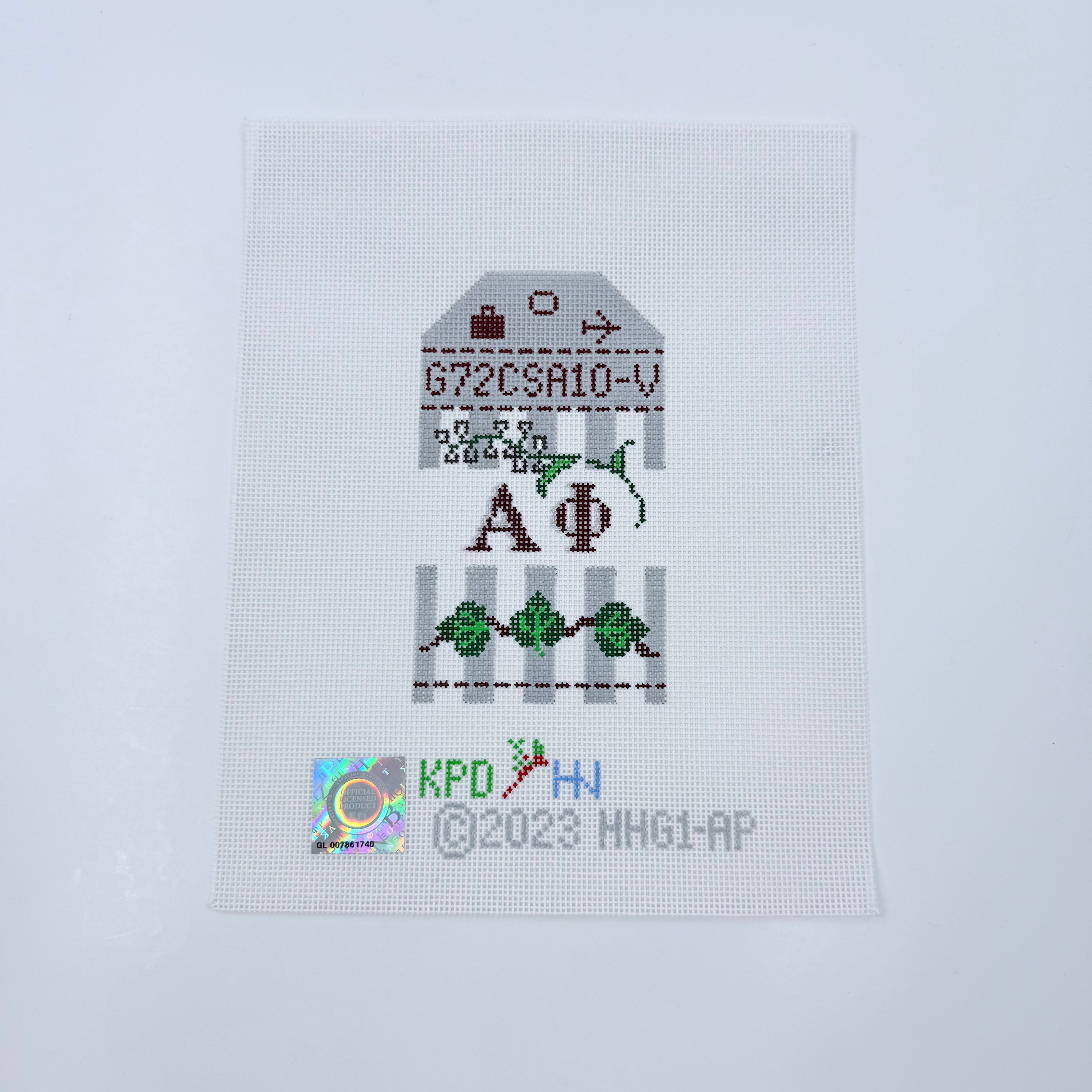 Alpha Phi Travel Tag Canvas - KC Needlepoint
