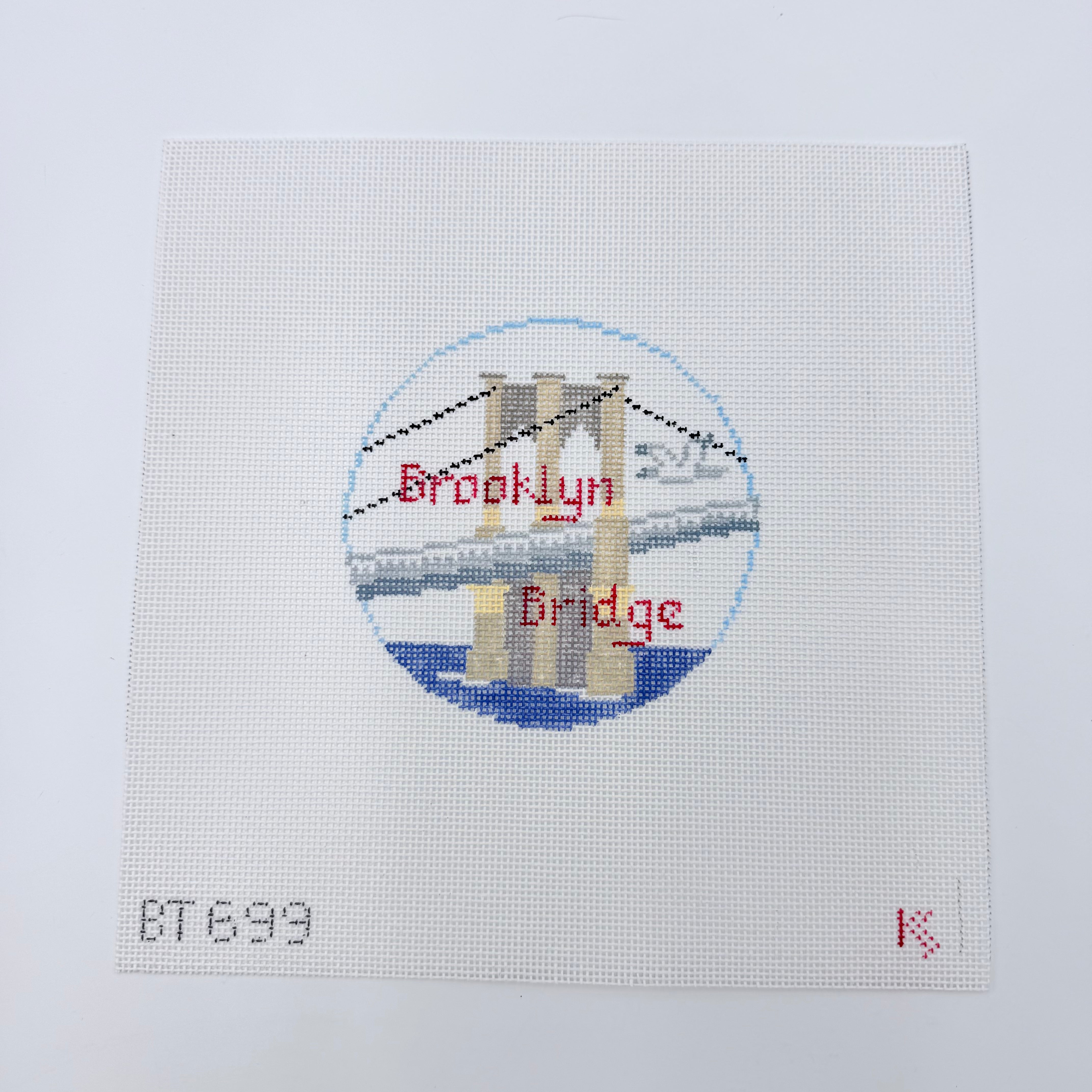 Brooklyn Bridge Travel Round Canvas - KC Needlepoint