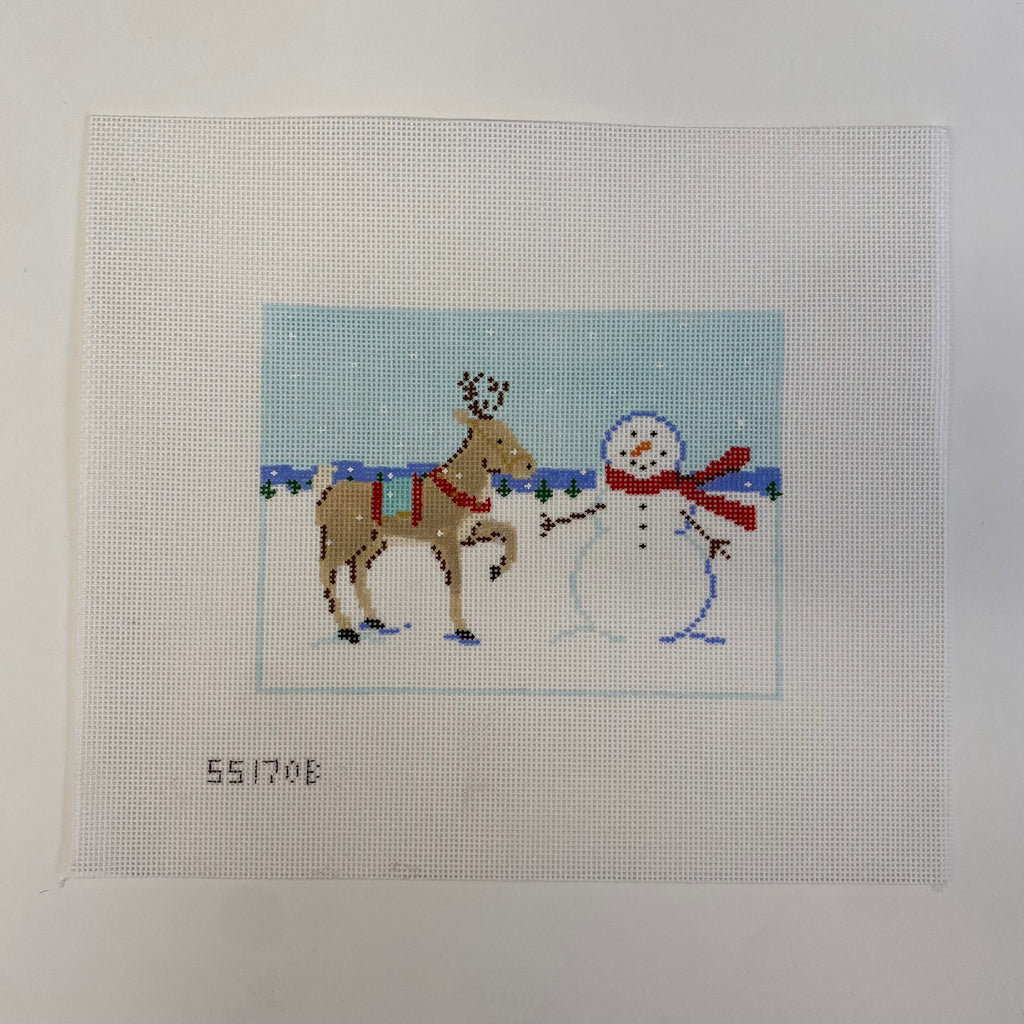 Reindeer and Snowman Canvas - KC Needlepoint
