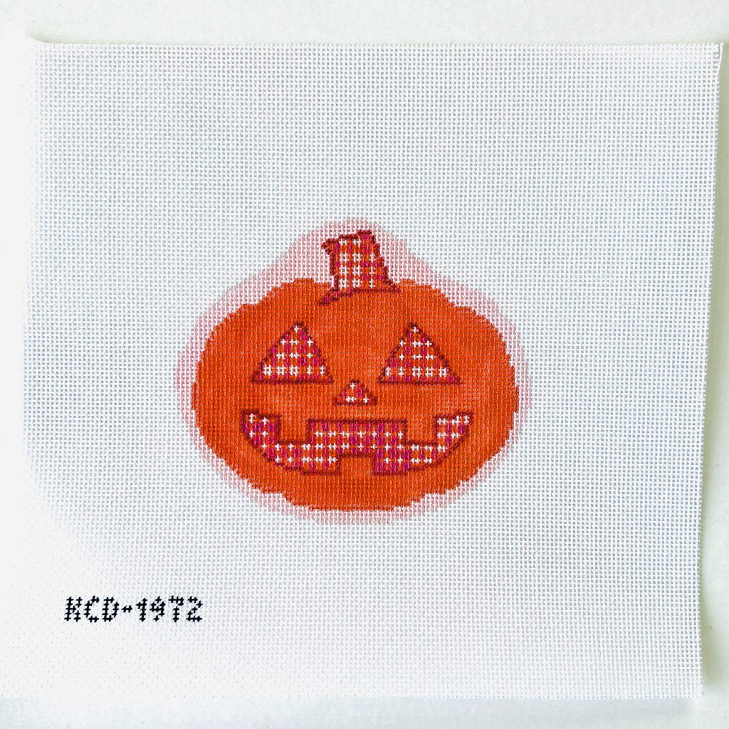 Plaid Pumpkin Ornament Canvas - KC Needlepoint