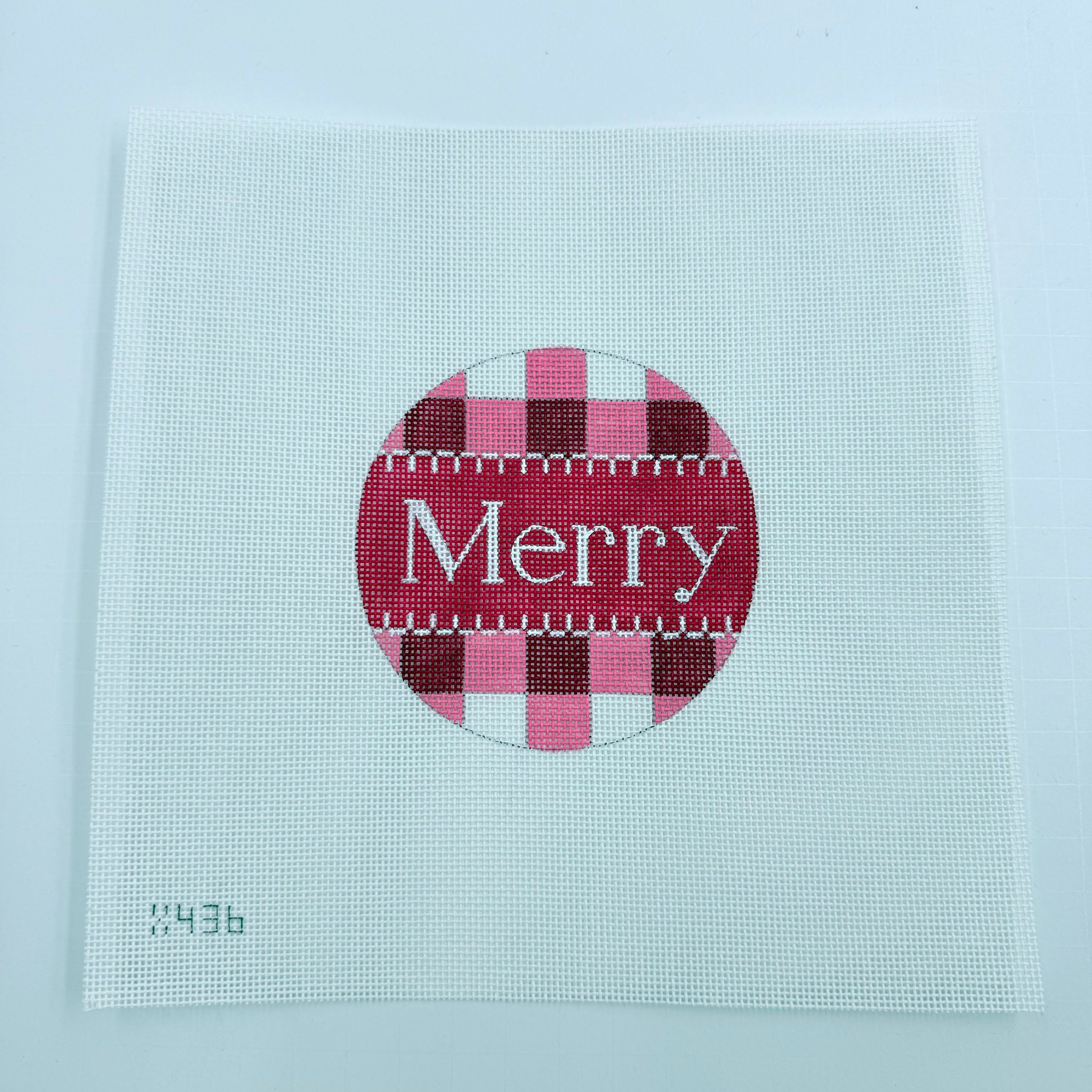 Merry Gingham in Red Canvas - KC Needlepoint