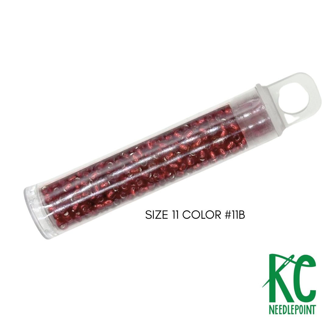 Size 11 Seed Beads 11B Red Devil - KC Needlepoint