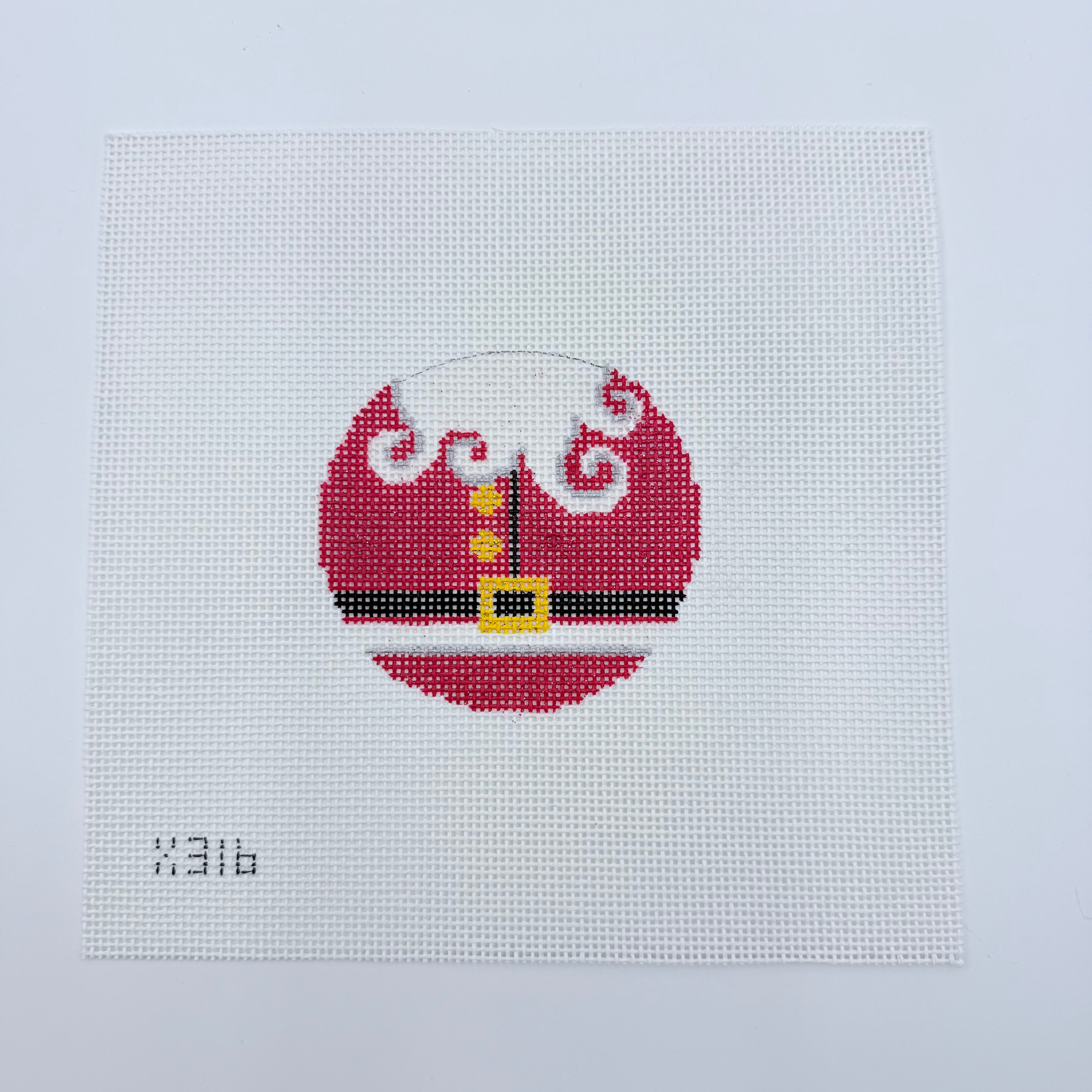 Santa Coat Round Canvas - KC Needlepoint
