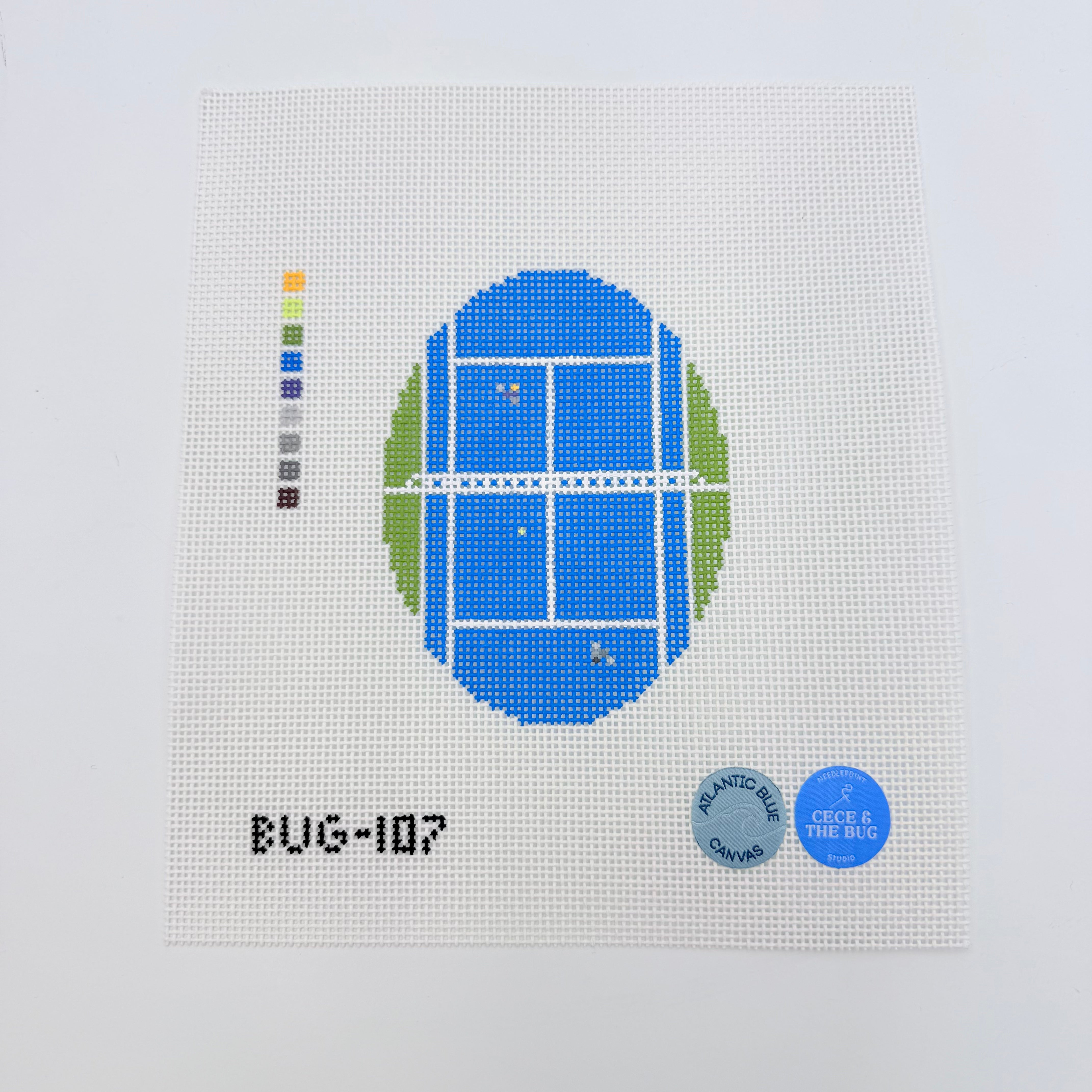 Tennis from Above Oval Canvas - KC Needlepoint
