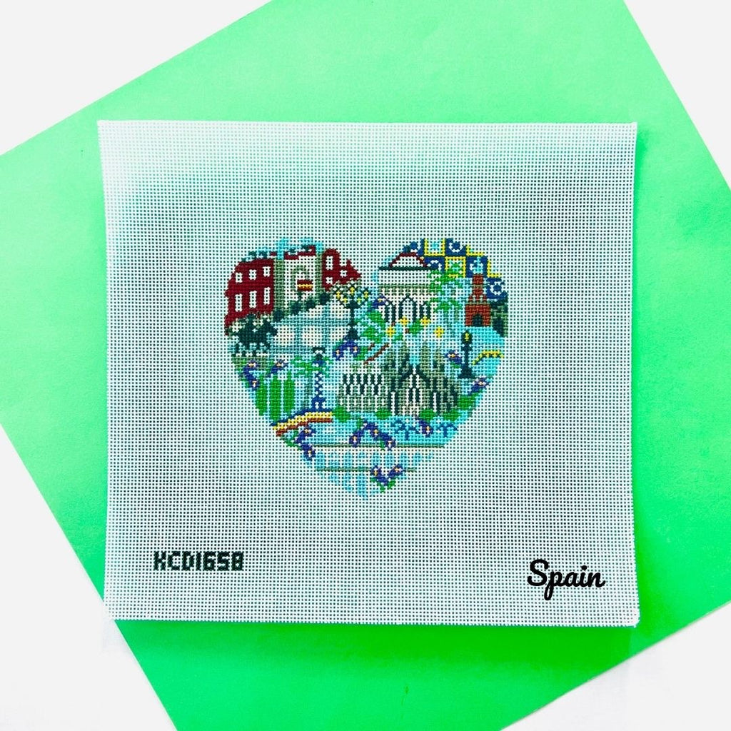 Spain Heart Canvas - KC Needlepoint