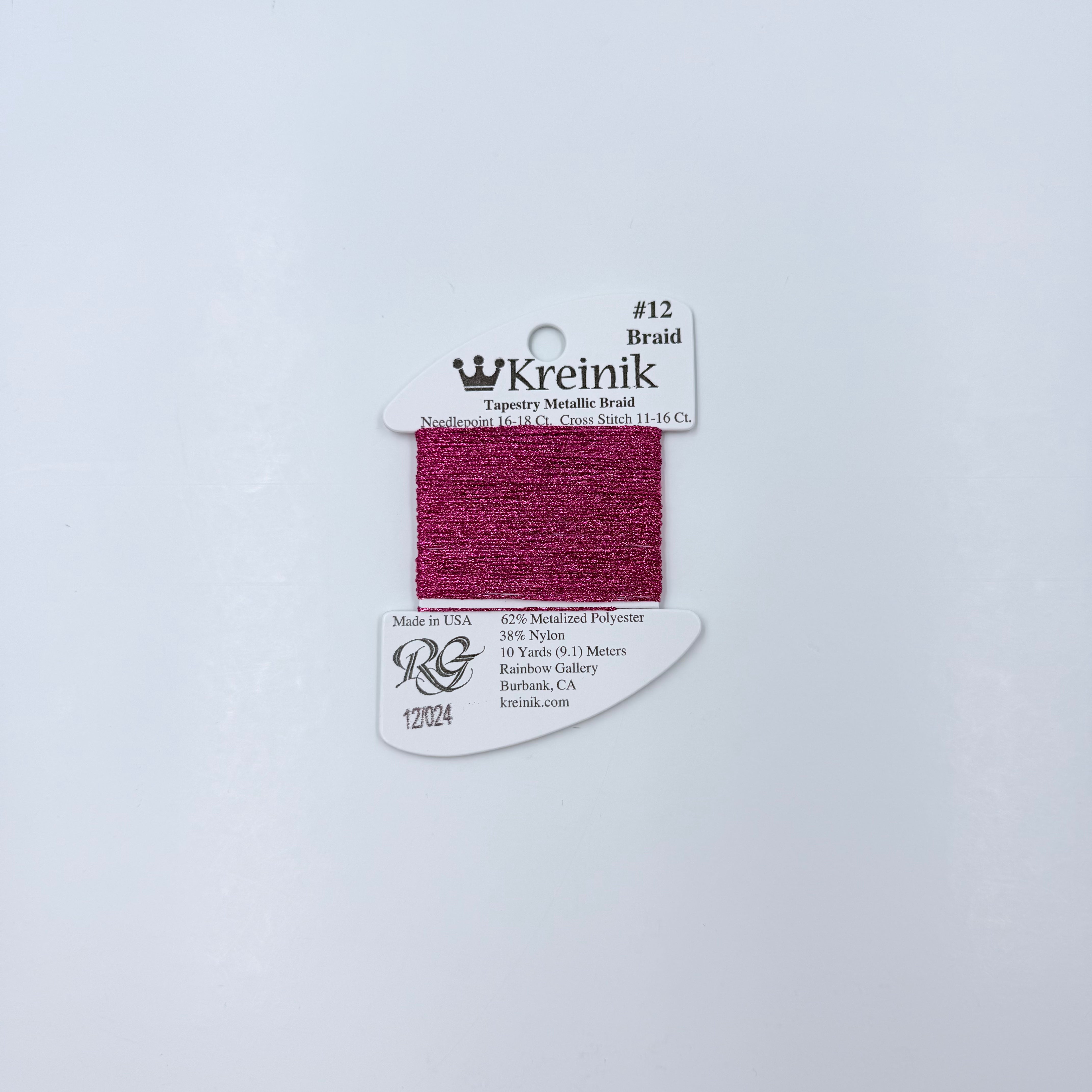 Kreinik Card Size 12 024 Fuschia - KC Needlepoint