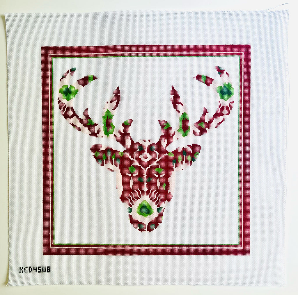 Ikat Reindeer Canvas - KC Needlepoint