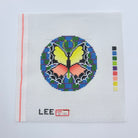 Orange and Yellow Butterfly 3" Round Canvas - KC Needlepoint