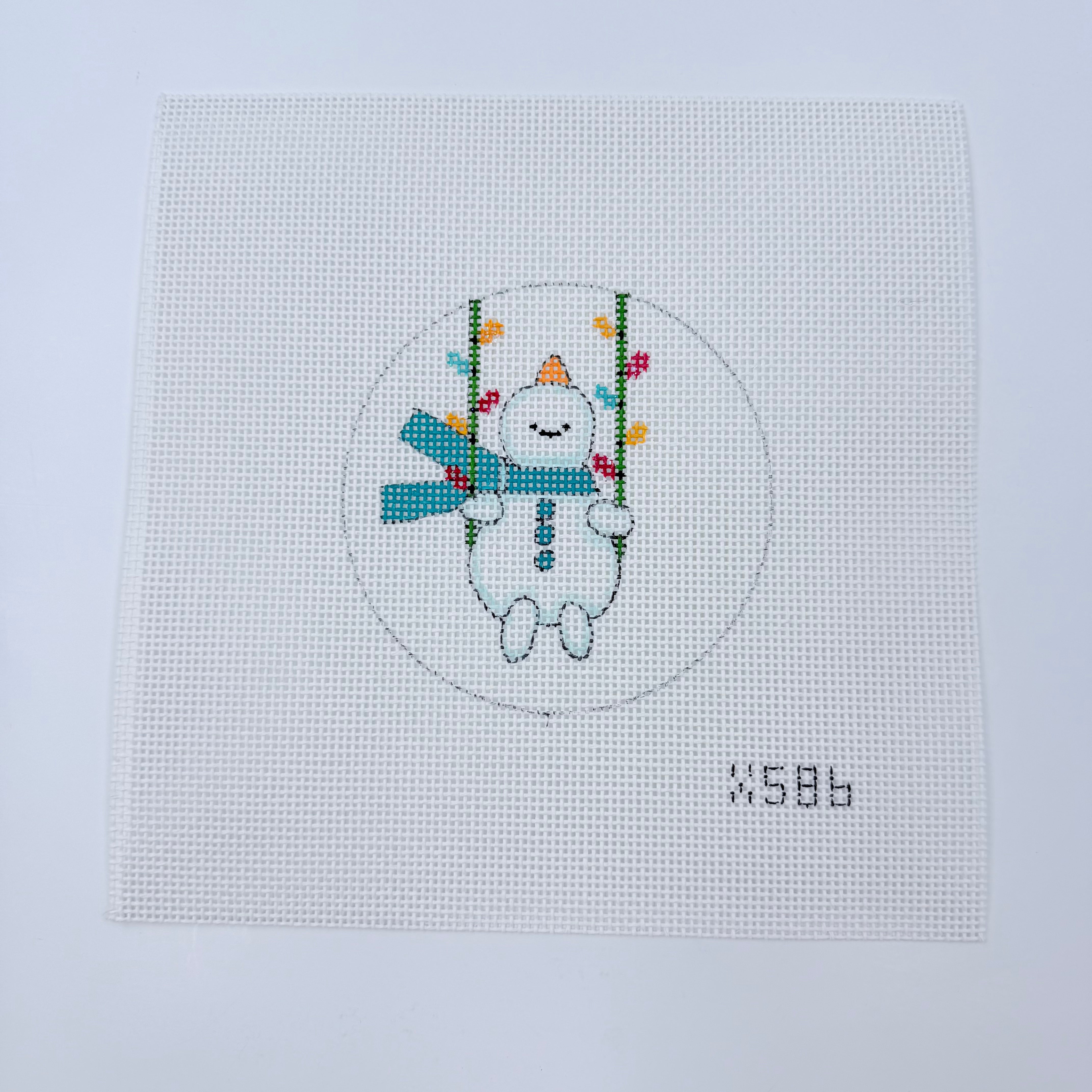 Snowman on Swing Canvas - KC Needlepoint
