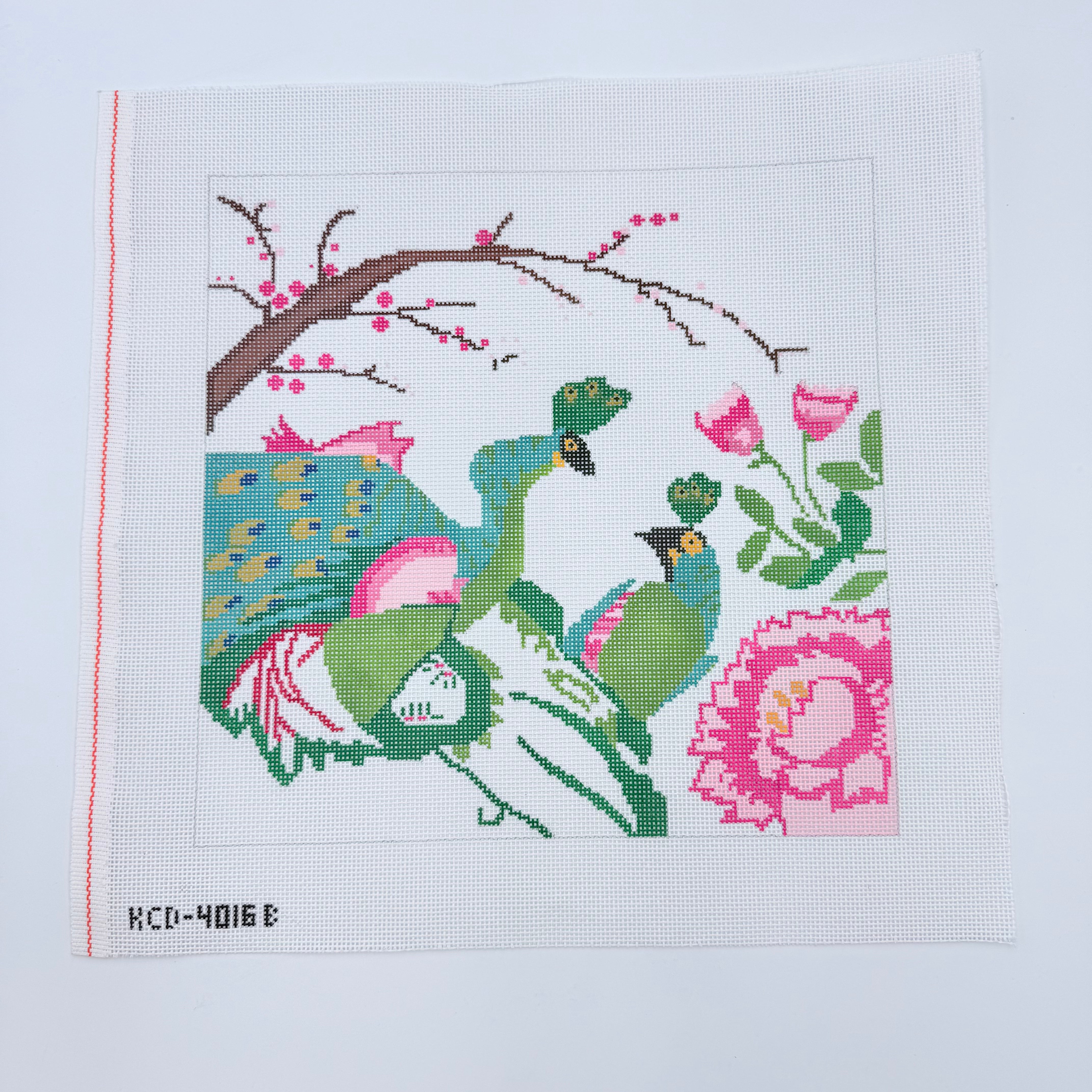 Peacocks in Love Small - KC Needlepoint