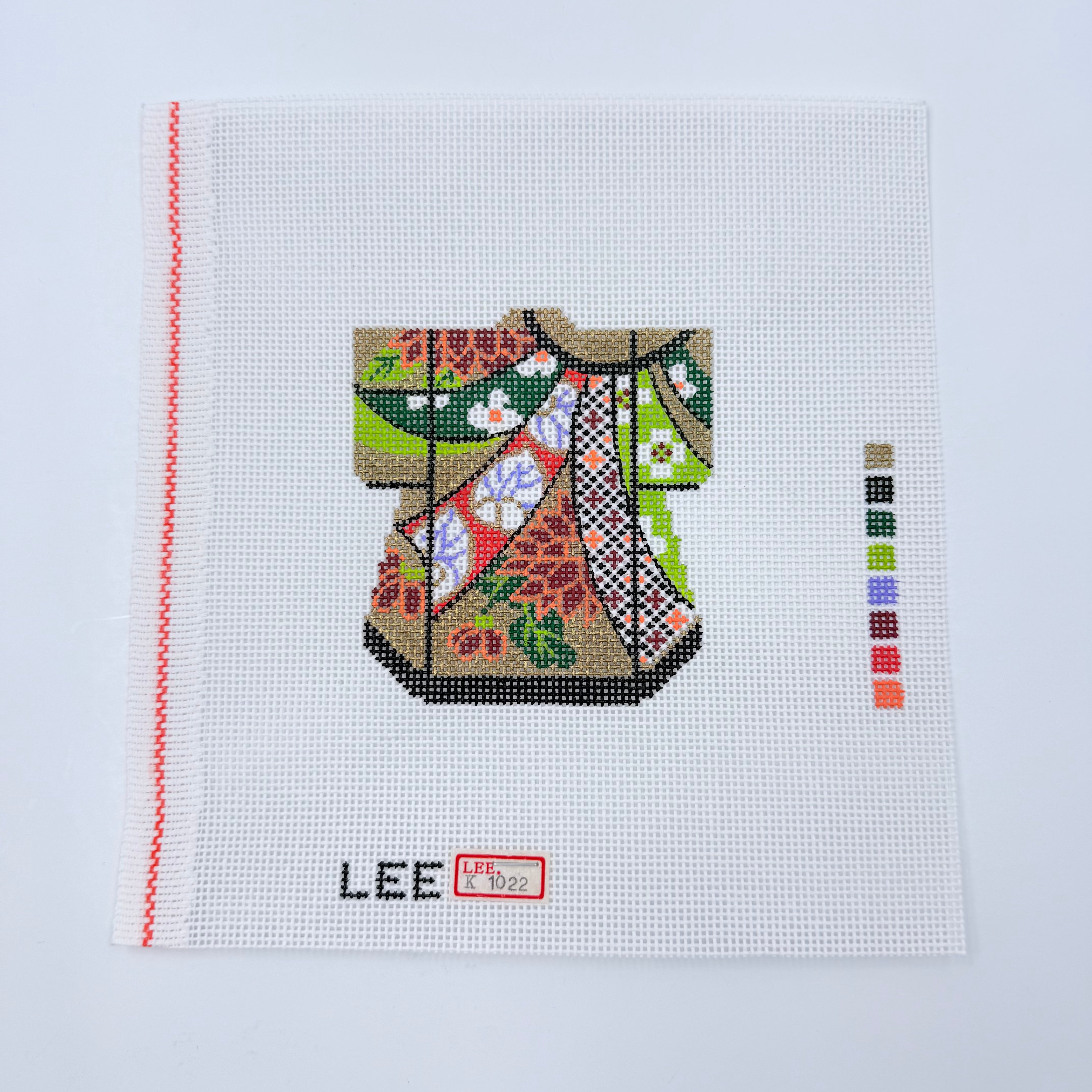 Ribbon on Gold Petite Kimono Canvas - KC Needlepoint