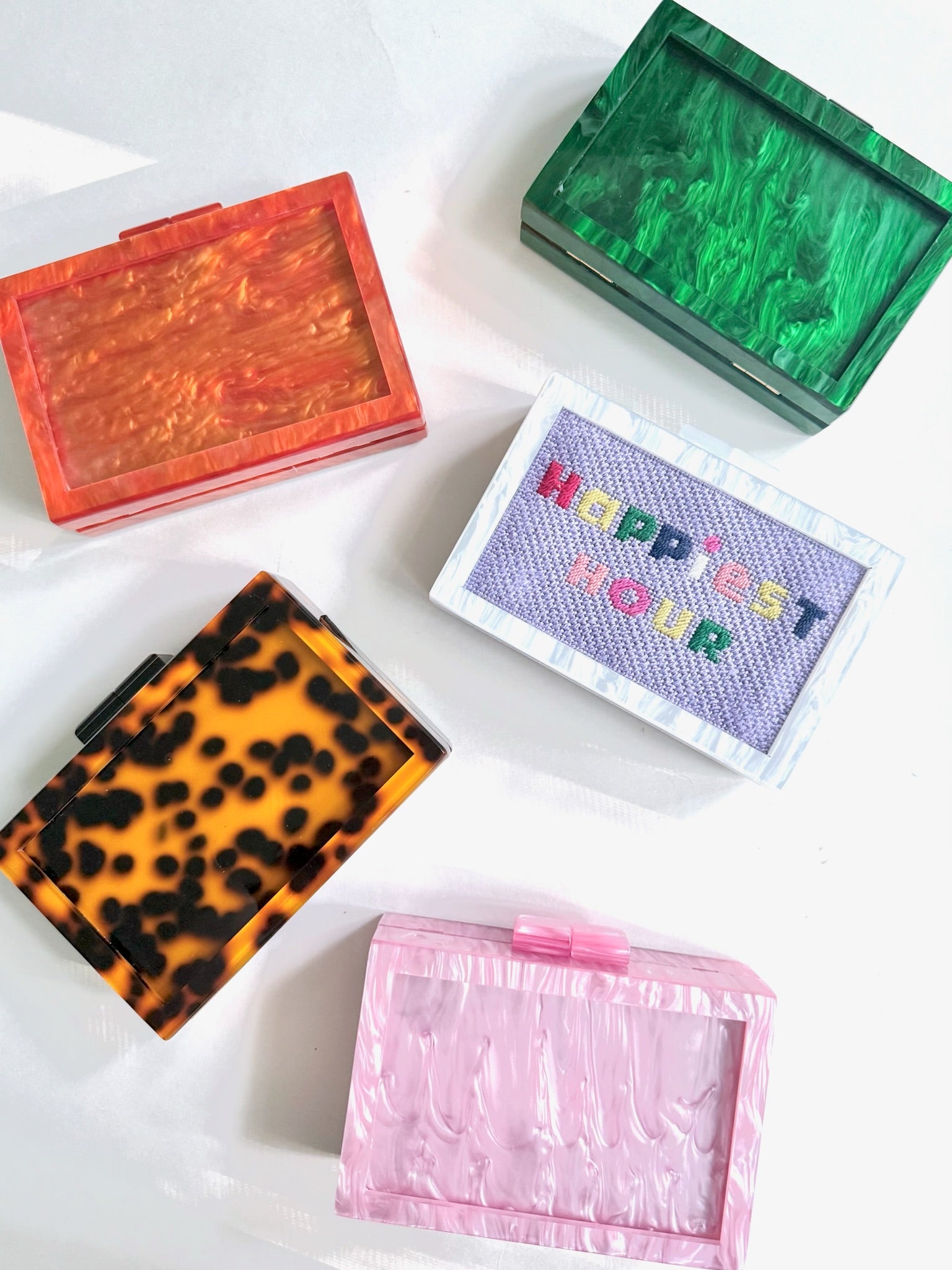 Colorful Self Finishing Acrylic Box Clutch - KC Needlepoint